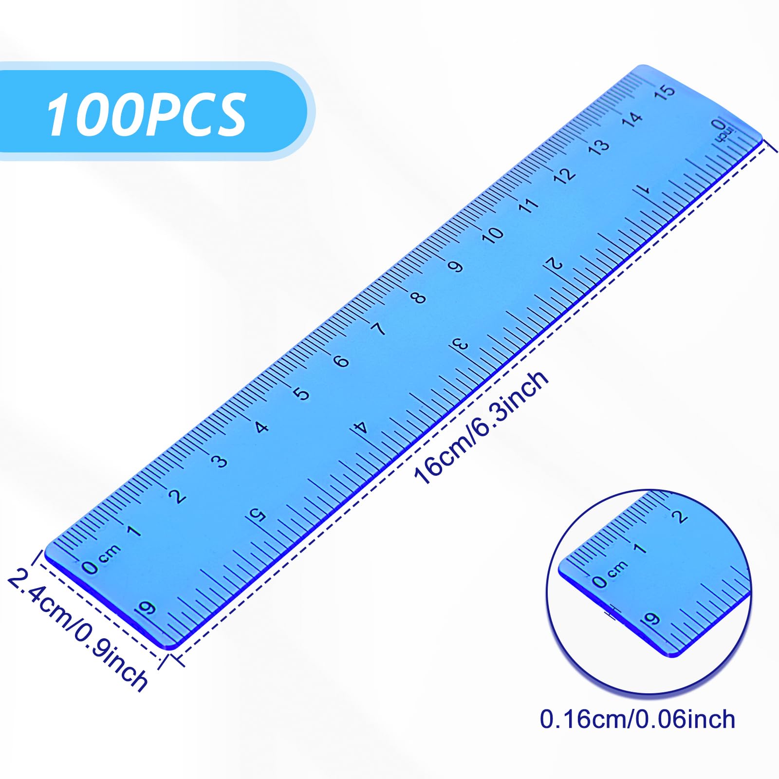 Foto 5 pulgar | Ruler Zonon De Plástico, Flexible, Recto, 6 Pulgadas/15 Cm, 100 Unidades - Venta Internacional.
