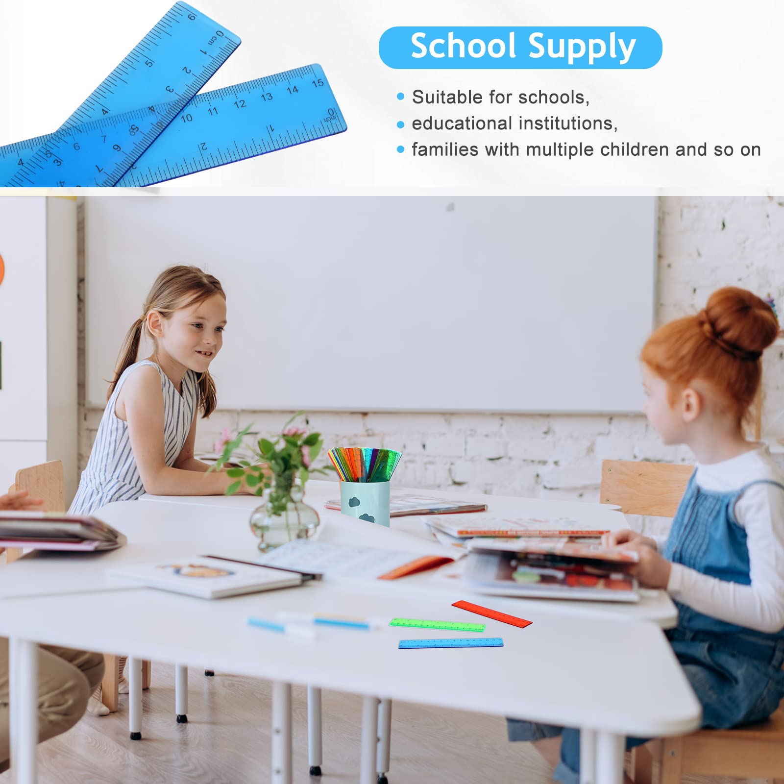 Foto 6 | Ruler Zonon De Plástico, Flexible, Recto, 6 Pulgadas/15 Cm, 100 Unidades - Venta Internacional.