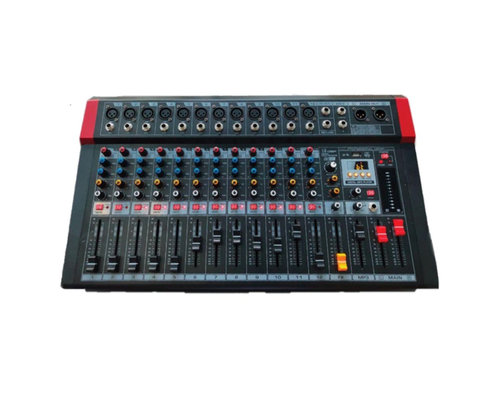Mezcladora Amplificada Soundtrack color Negro Mix-1200dsp de 12 Canales de 150 Wx2