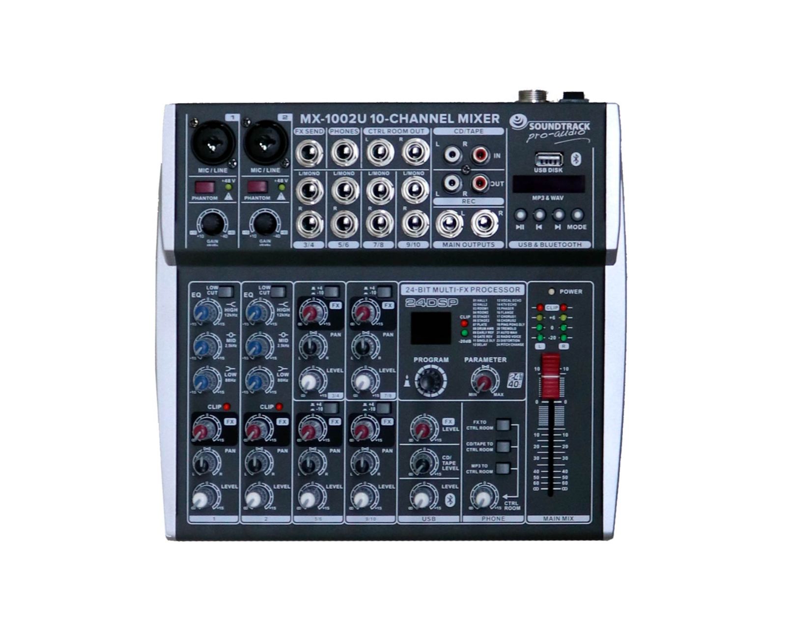 Foto 2 pulgar | Mezcladora Pasiva Sound Track Mx-1002u color Gris/10 Ch/bluetooth