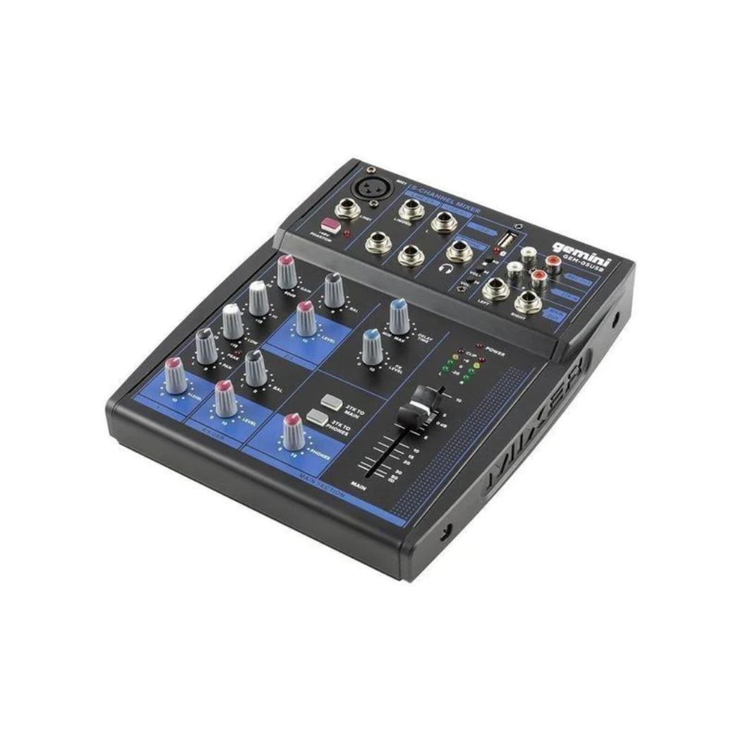 Mezcladora Gemini GEM-05USB color Negro Bluetooth 5 CH USB 2 Banda