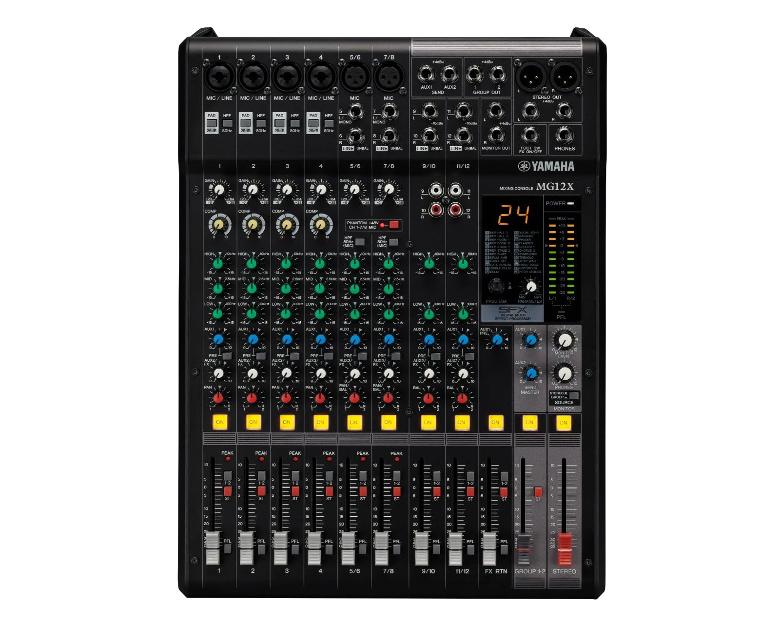 Mezcladora Pasiva de Audio Yamaha MG12XCV color Negro 12 Canales