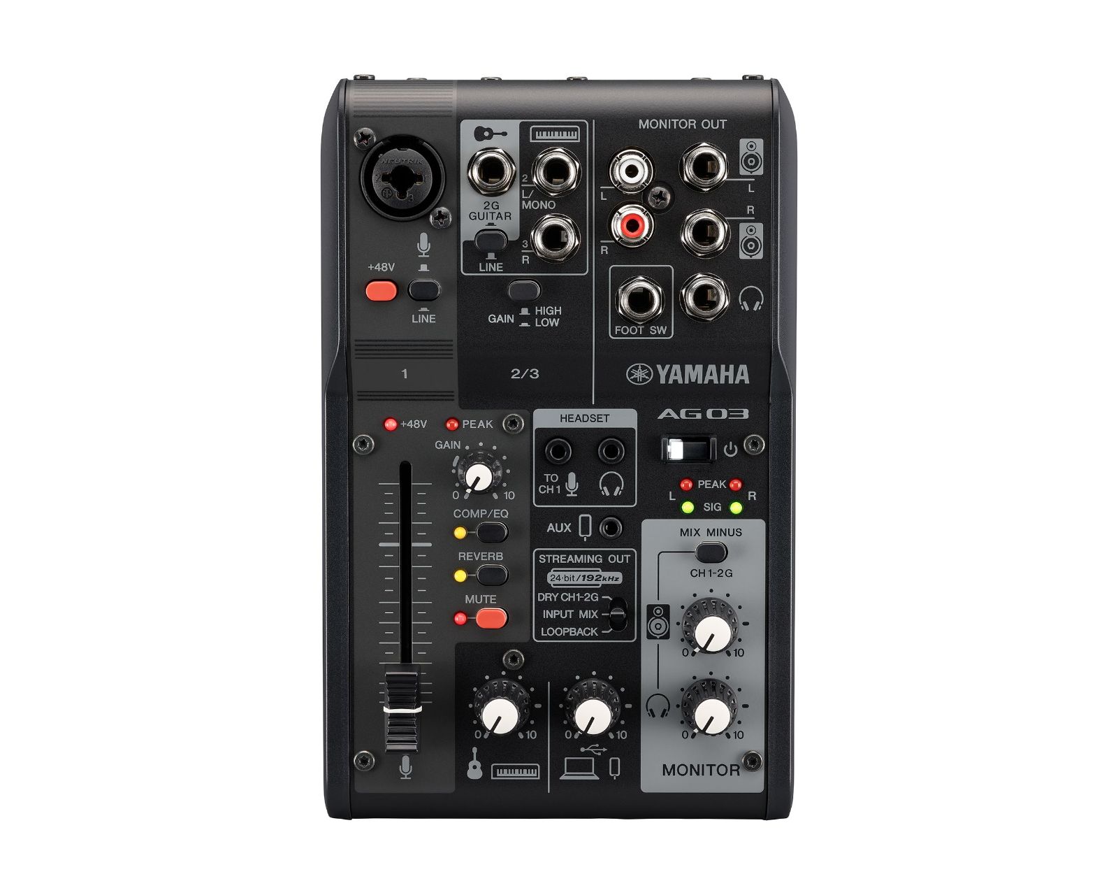 Mezcladora Streaming Yamaha Ag03mk2b color Negro