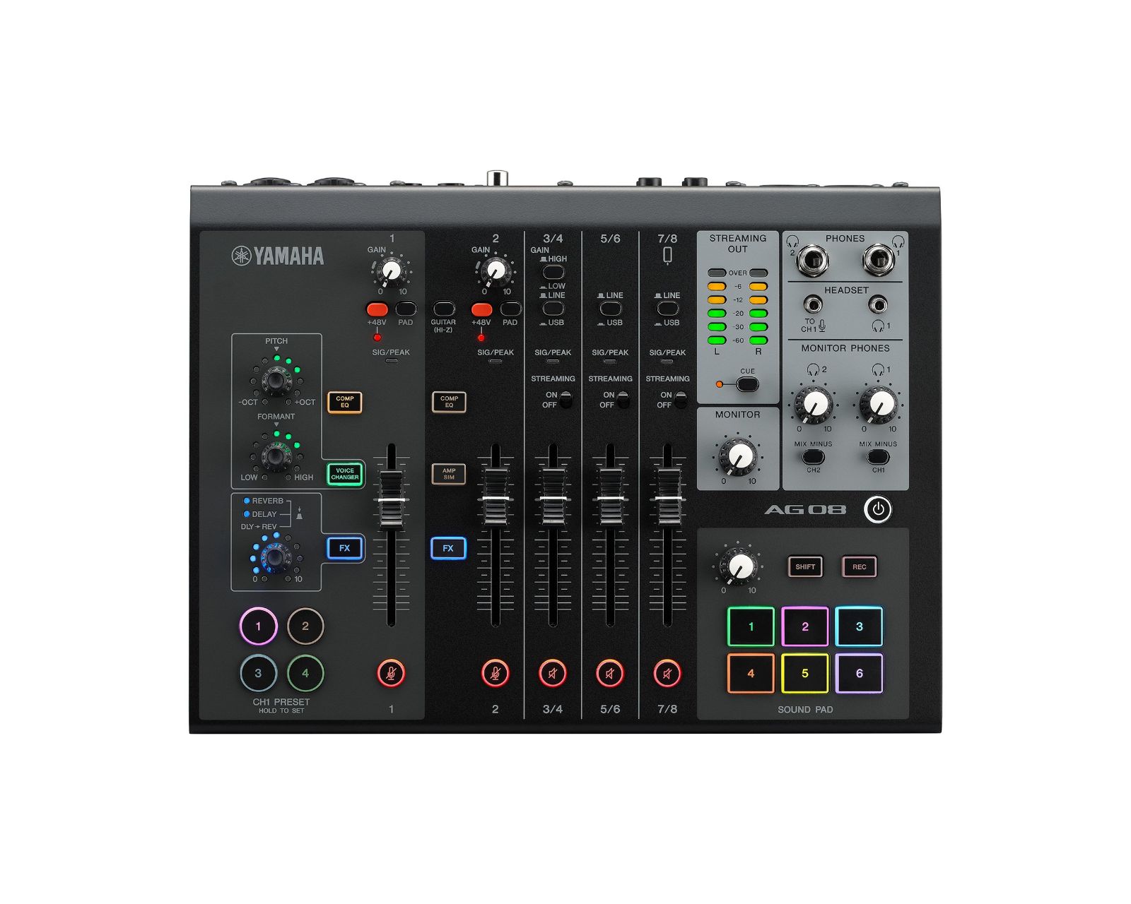 Mezcladora Yamaha Ag08b Negro/8 Canales/android/ios/+48v