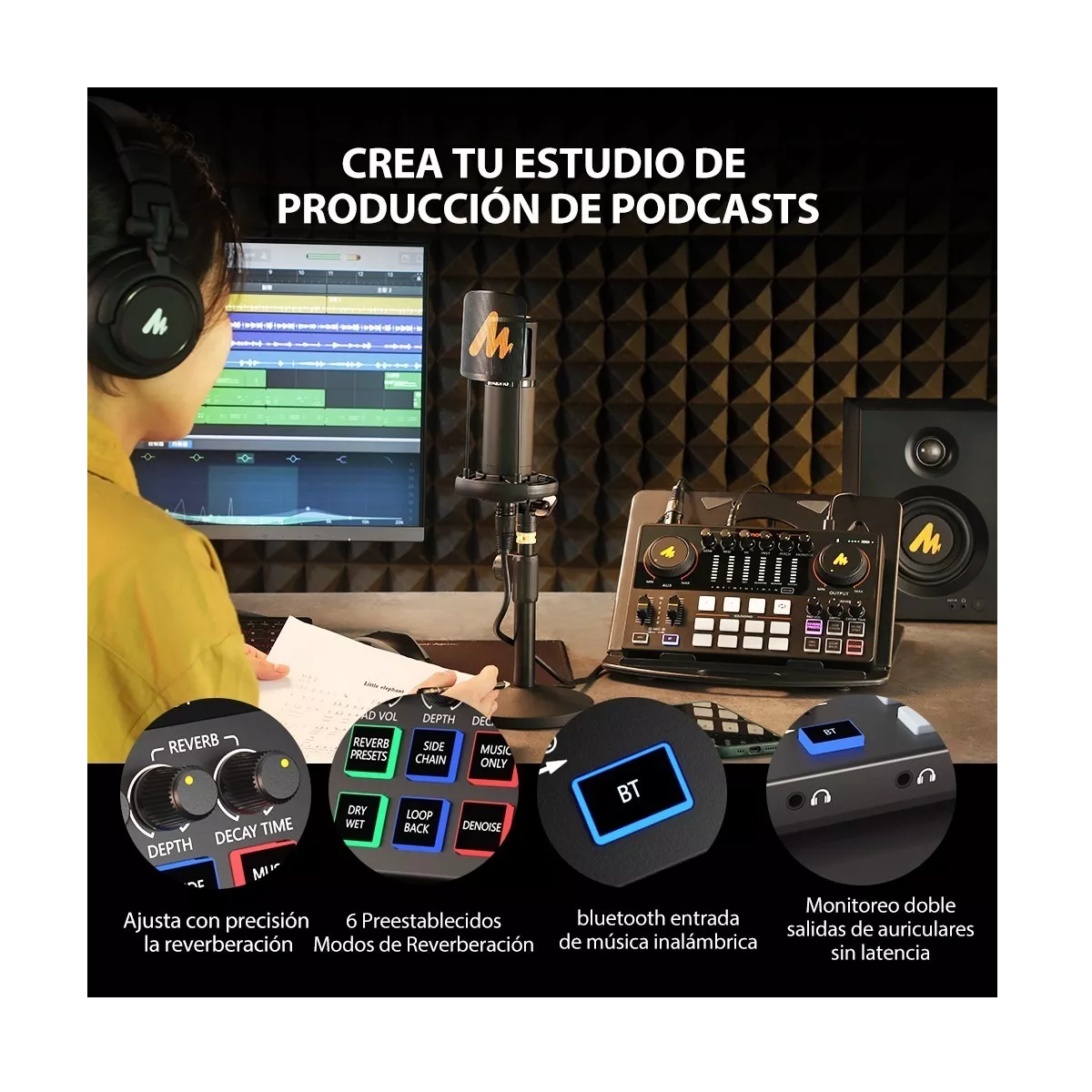 Foto 5 pulgar | Mezcladora Interfaz de Audio Eo Safe Imports ESI-10407 Negra