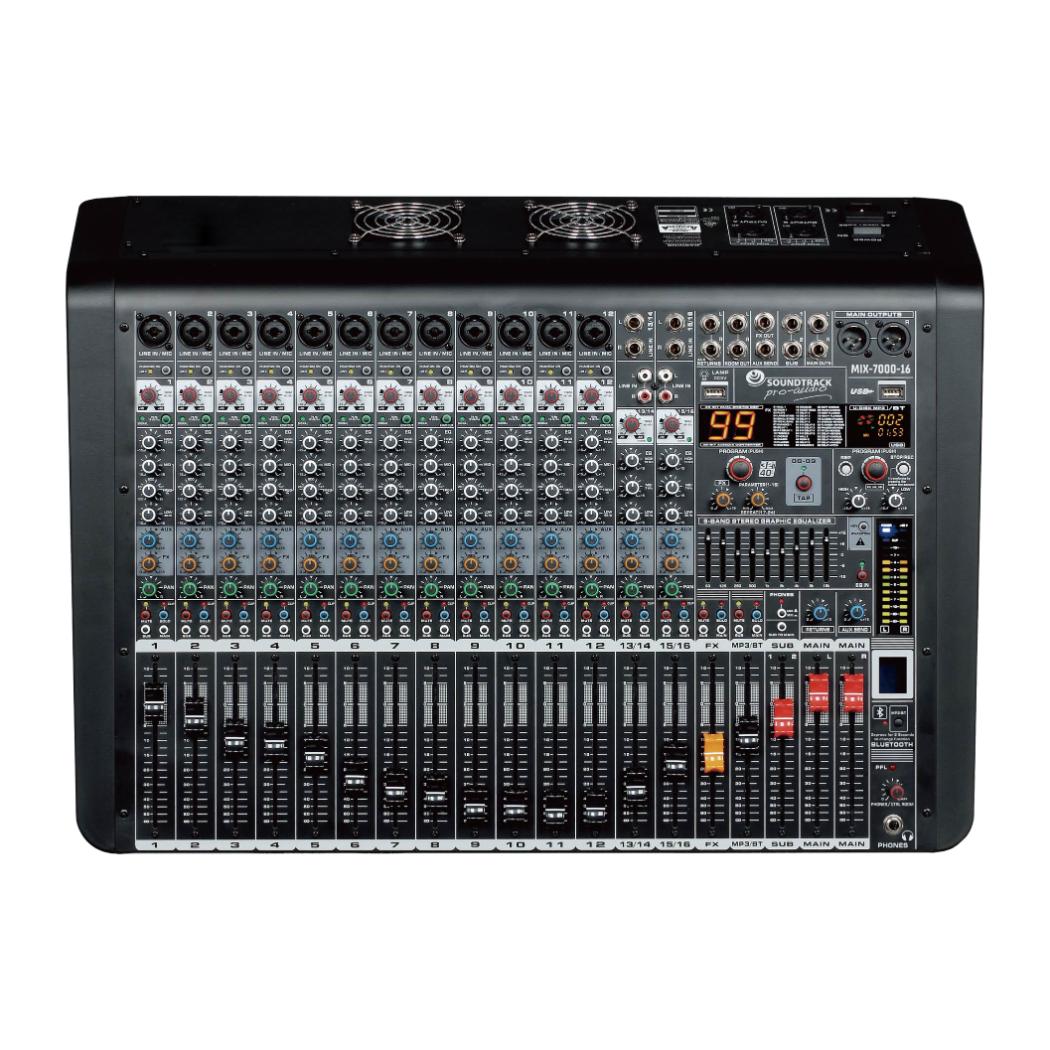 Consola Amplificada Soundtrack Mix-7000-16, 700wx2, 16 Canales, Bluetooth