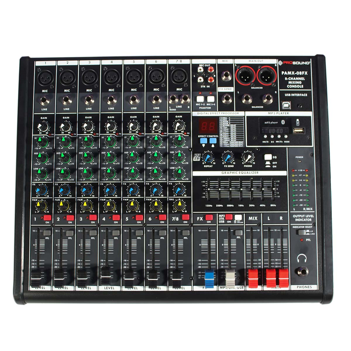Foto 1 | Mezcladora 3 Canales Ecualizador USB MP3 Prosound PAMX-08FX