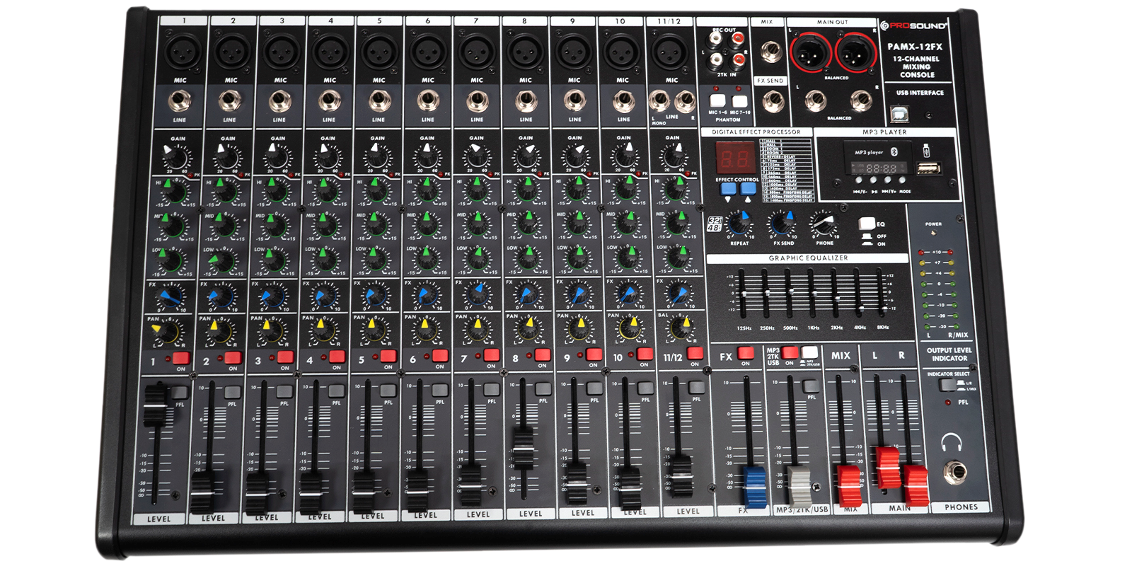 Foto 4 pulgar | Mezcladora 12 Canales Bluetooth USB Prosound PAMX-12FX