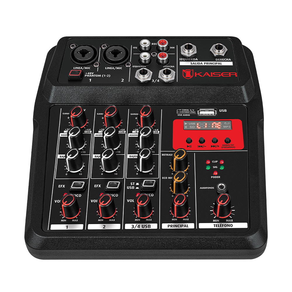 Foto 1 | Mezcladora De Audio Kaiser Kmb-4802  4 Canales 15 M