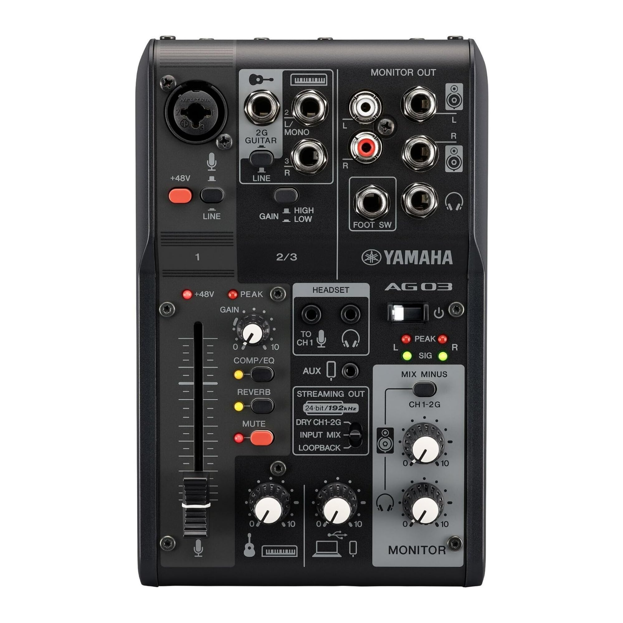 Mezclador Yamaha Ag03mk2 De 6 Canales Para Transmisión En Vivo, Negro - Venta Internacional.