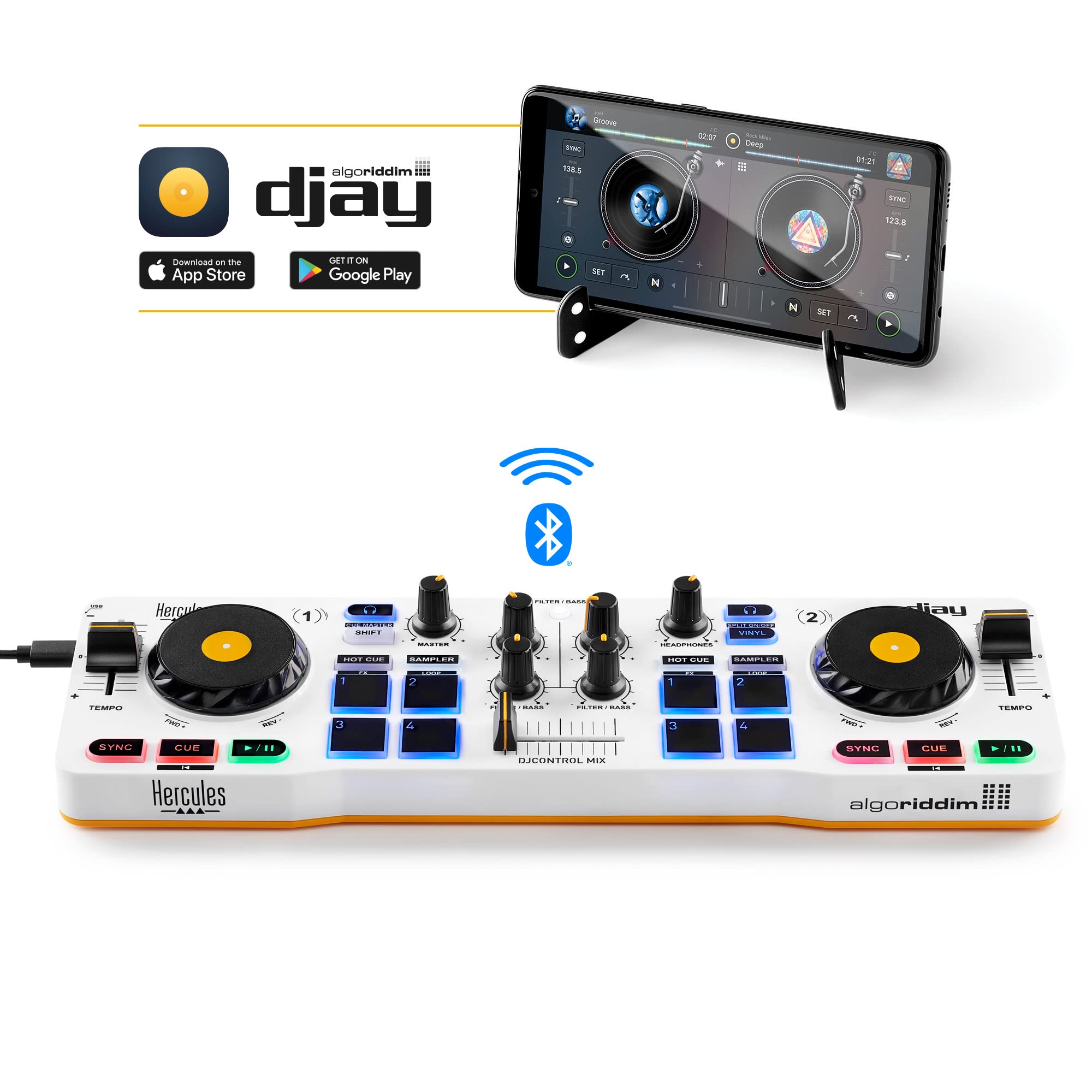 Foto 4 pulgar | Controlador De Dj Hercules Djcontrol Mix Bluetooth Para Smartphone - Venta Internacional.