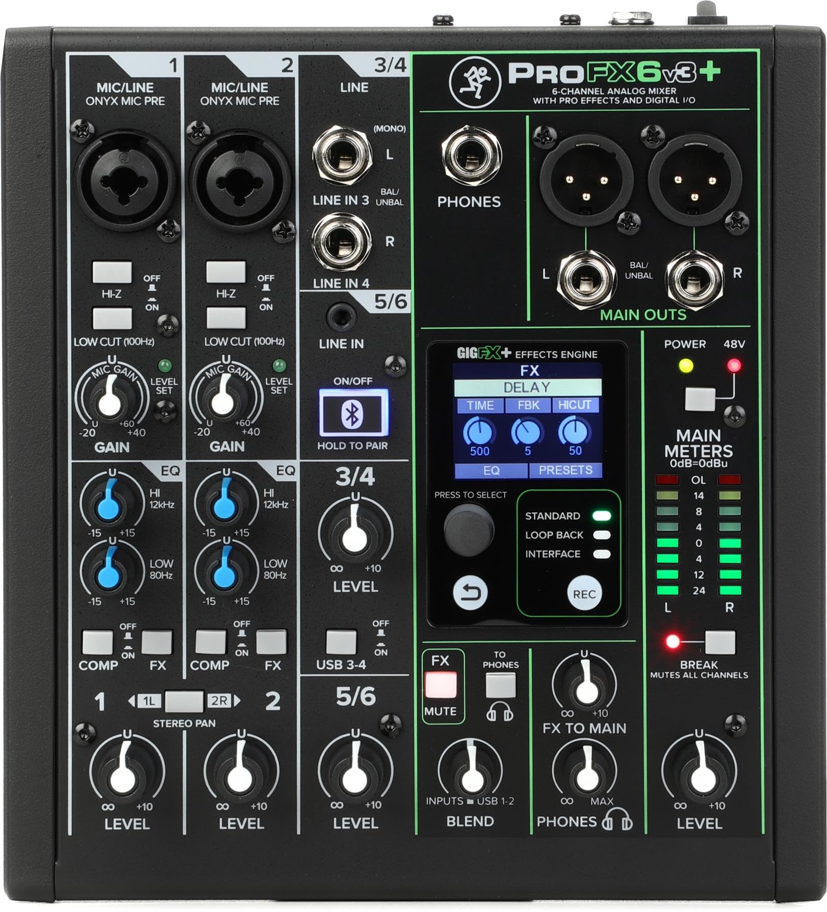 Foto 1 | Mezclador Mackie Profx6v3+ De 6 Canales Con Efectos, Usb Y Bluetooth - Venta Internacional.