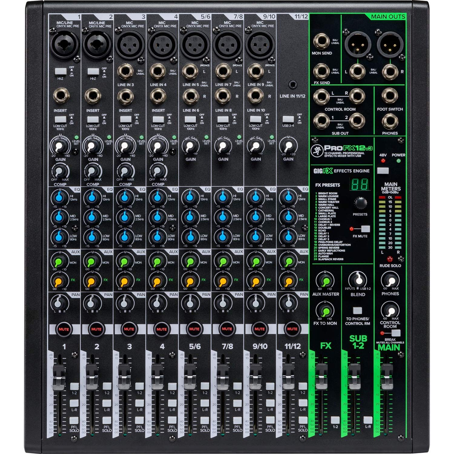 Foto 2 pulgar | Mezclador Mackie Profx12v3 De 12 Canales Con Usb Y Efectos - Venta Internacional.