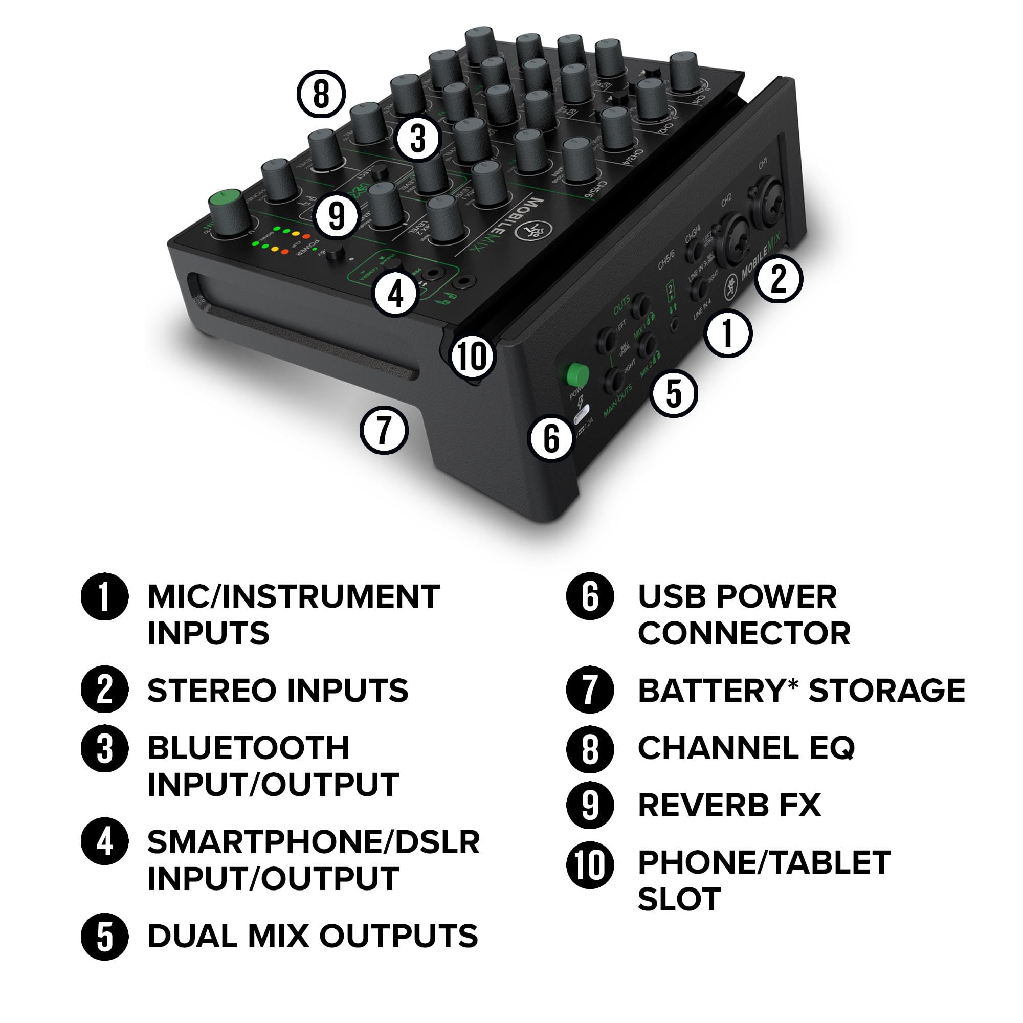 Foto 7 pulgar | Mezclador Mackie Mobilemix De 8 Canales Alimentado Por Usb Con Bluetooth - Venta Internacional.