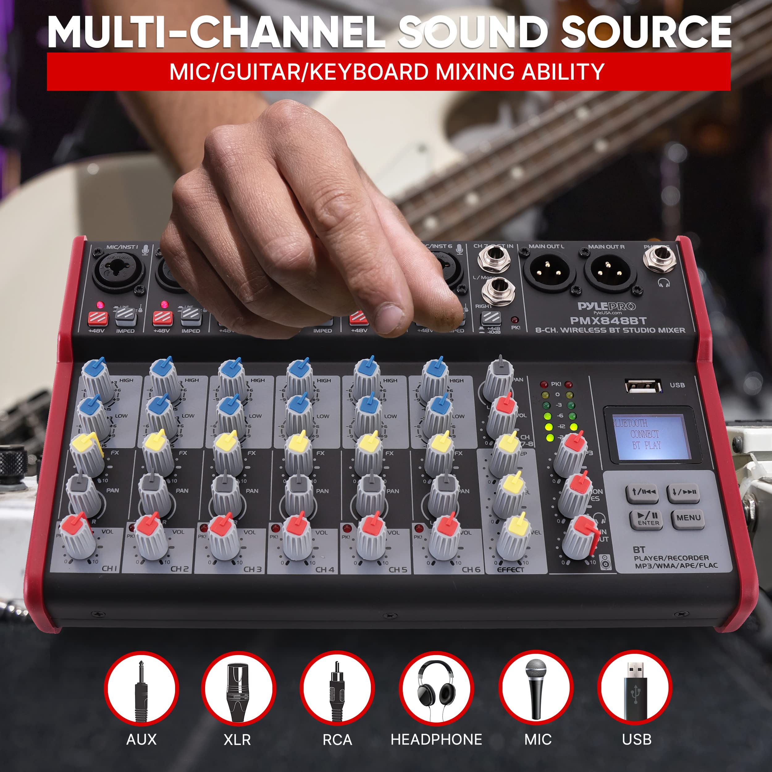 Foto 4 pulgar | Mezclador De Audio Inalámbrico Para Dj Pyle Pmx848bt Bluetooth De 8 Canales - Venta Internacional.
