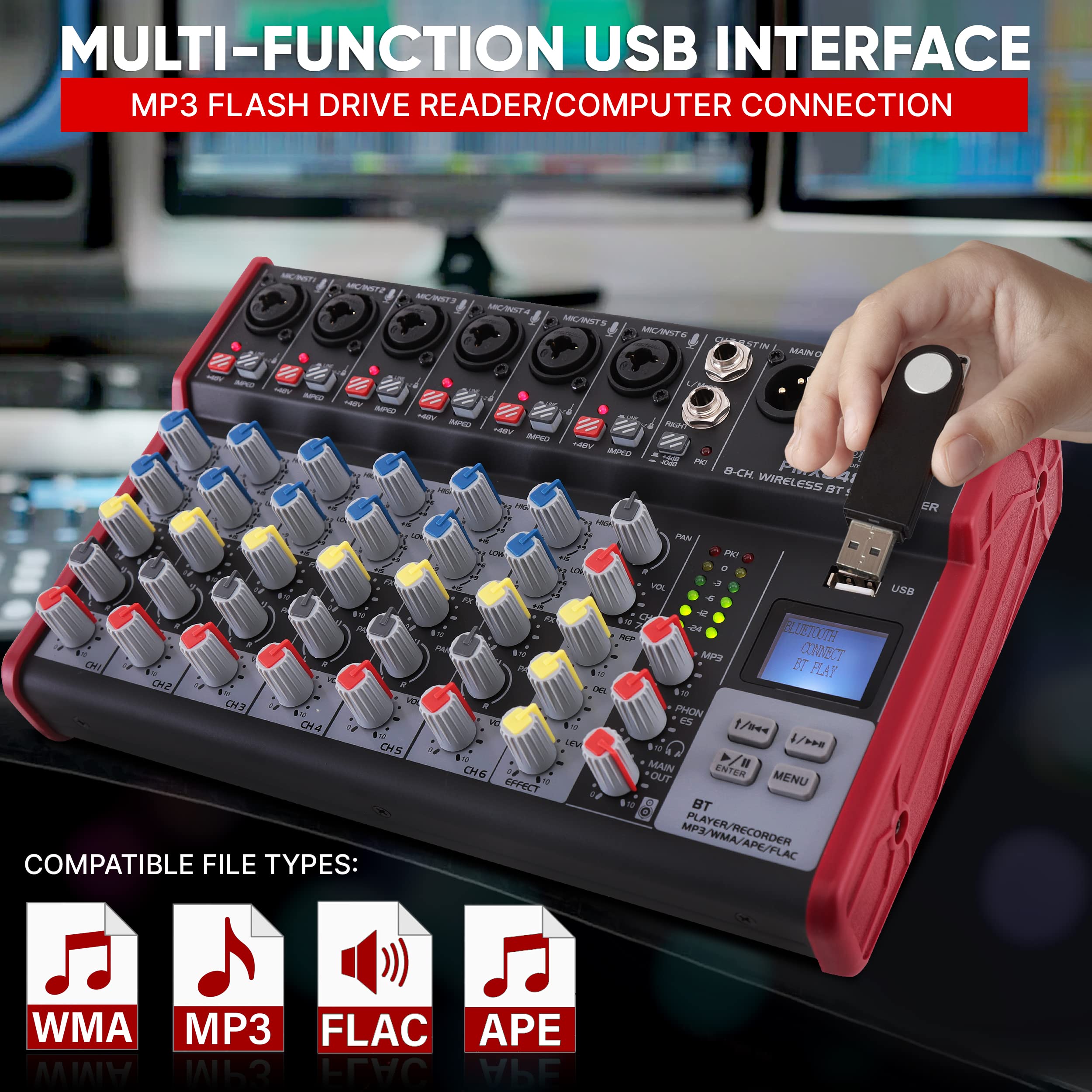 Foto 5 pulgar | Mezclador De Audio Inalámbrico Para Dj Pyle Pmx848bt Bluetooth De 8 Canales - Venta Internacional.