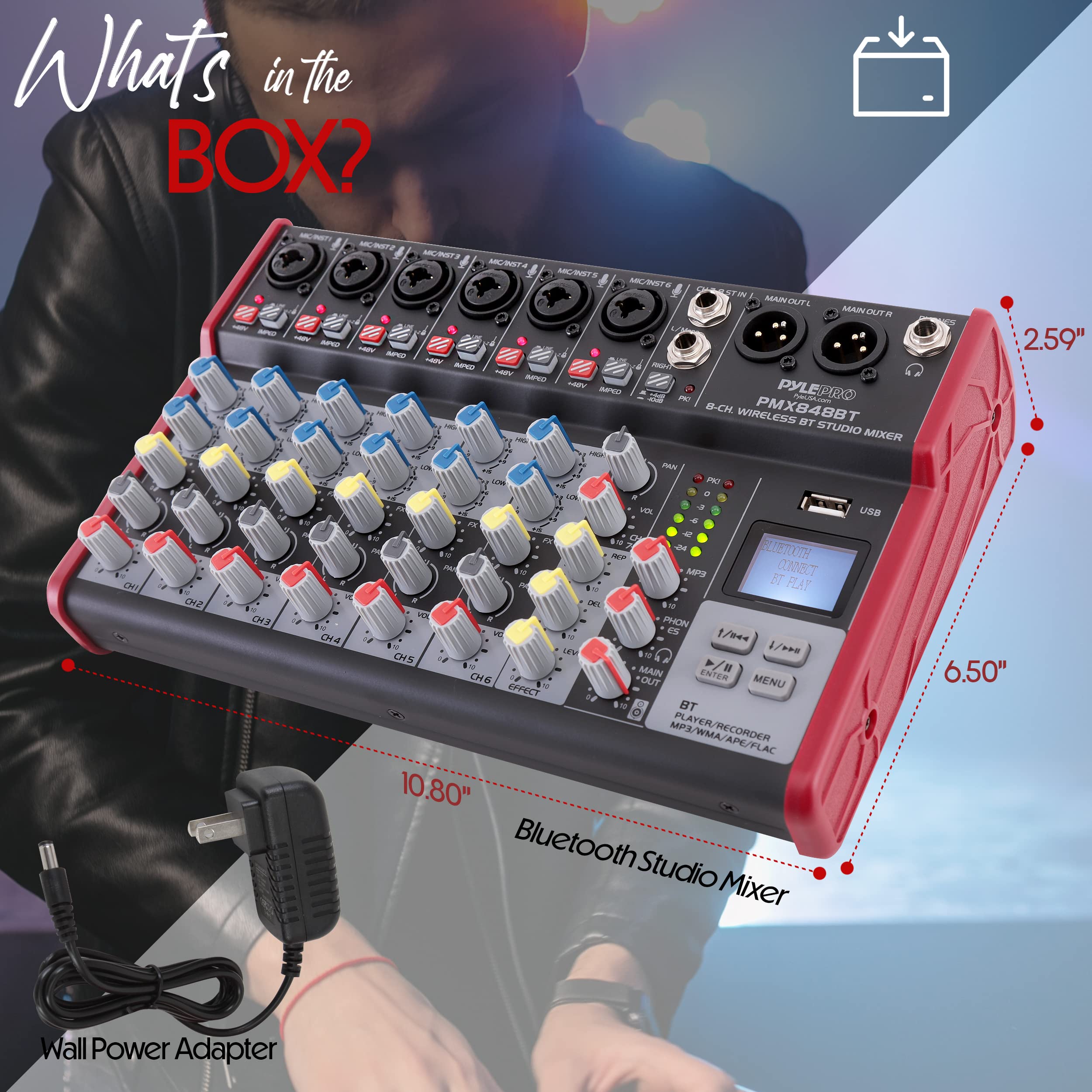 Foto 8 pulgar | Mezclador De Audio Inalámbrico Para Dj Pyle Pmx848bt Bluetooth De 8 Canales - Venta Internacional.