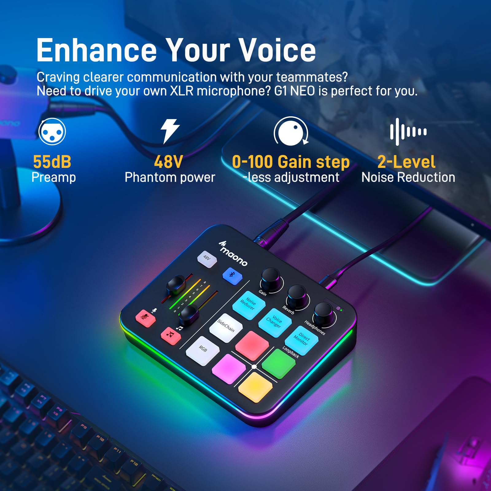 Foto 3 pulgar | Mezclador De Audio Para Juegos Maono Maonocaster G1 Neo Con Bluetooth Rgb - Venta Internacional.