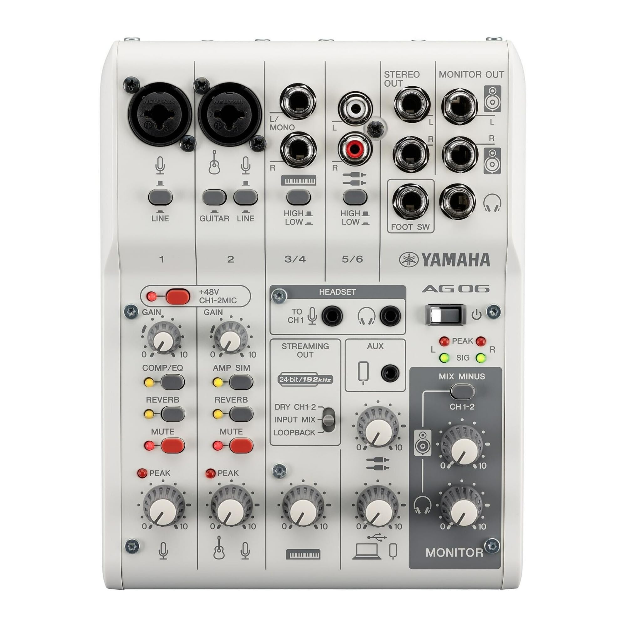 Foto 1 | Mezclador Yamaha Ag06mk2 De 6 Canales Para Transmisión En Vivo, Blanco - Venta Internacional.