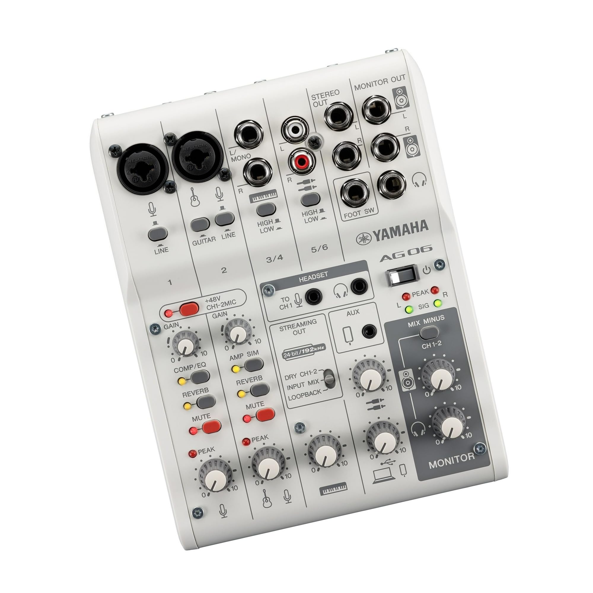 Foto 3 | Mezclador Yamaha Ag06mk2 De 6 Canales Para Transmisión En Vivo, Blanco - Venta Internacional.
