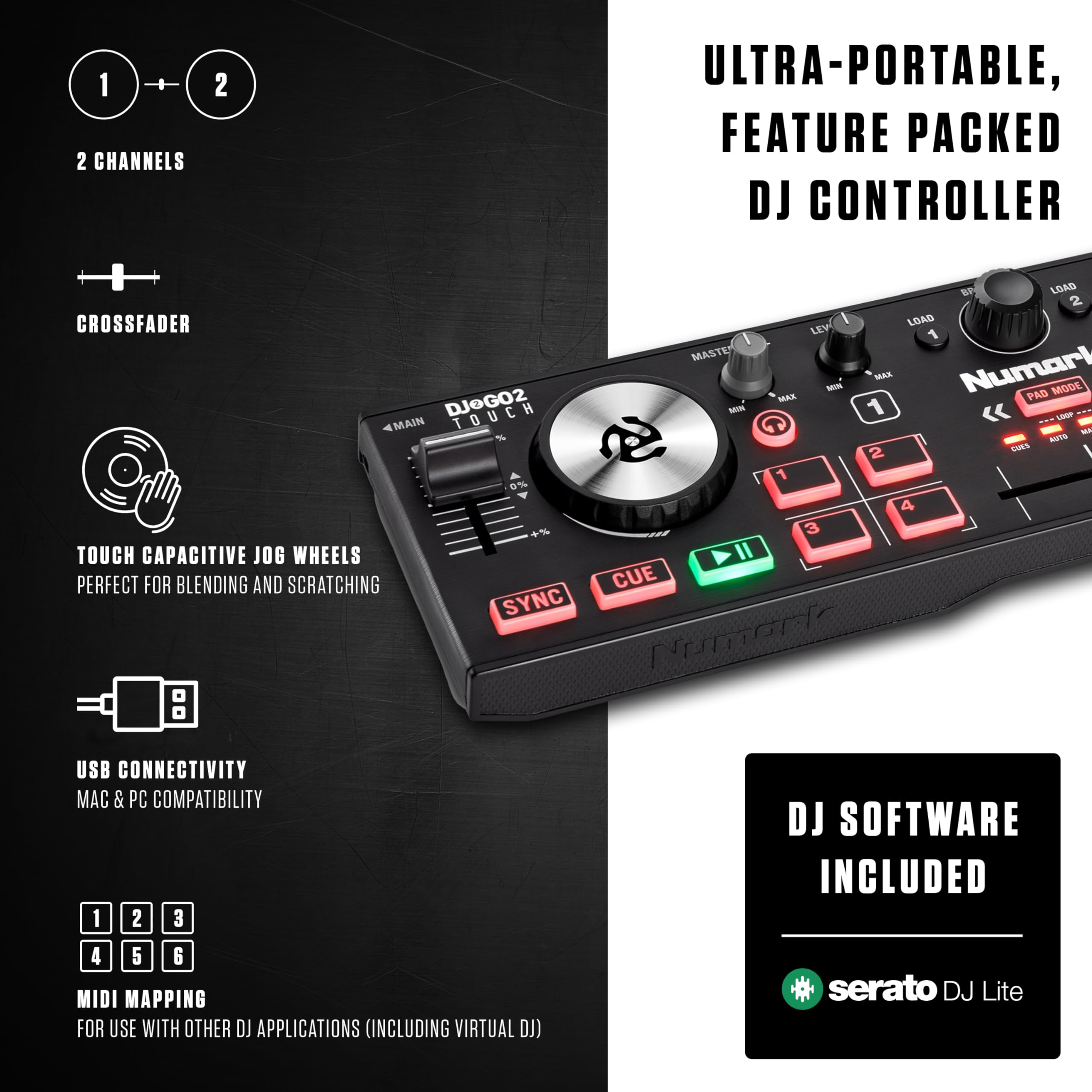 Foto 2 | Controlador De Dj Numark Dj2go2 Touch 2 Deck Con Serato Dj - Venta Internacional.