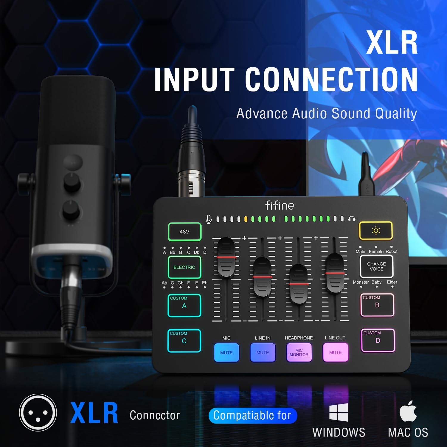 Foto 3 pulgar | Mezclador De Audio Para Juegos Fifine Sc3 Con Interfaz De Micrófono Xlr Rgb - Venta Internacional.