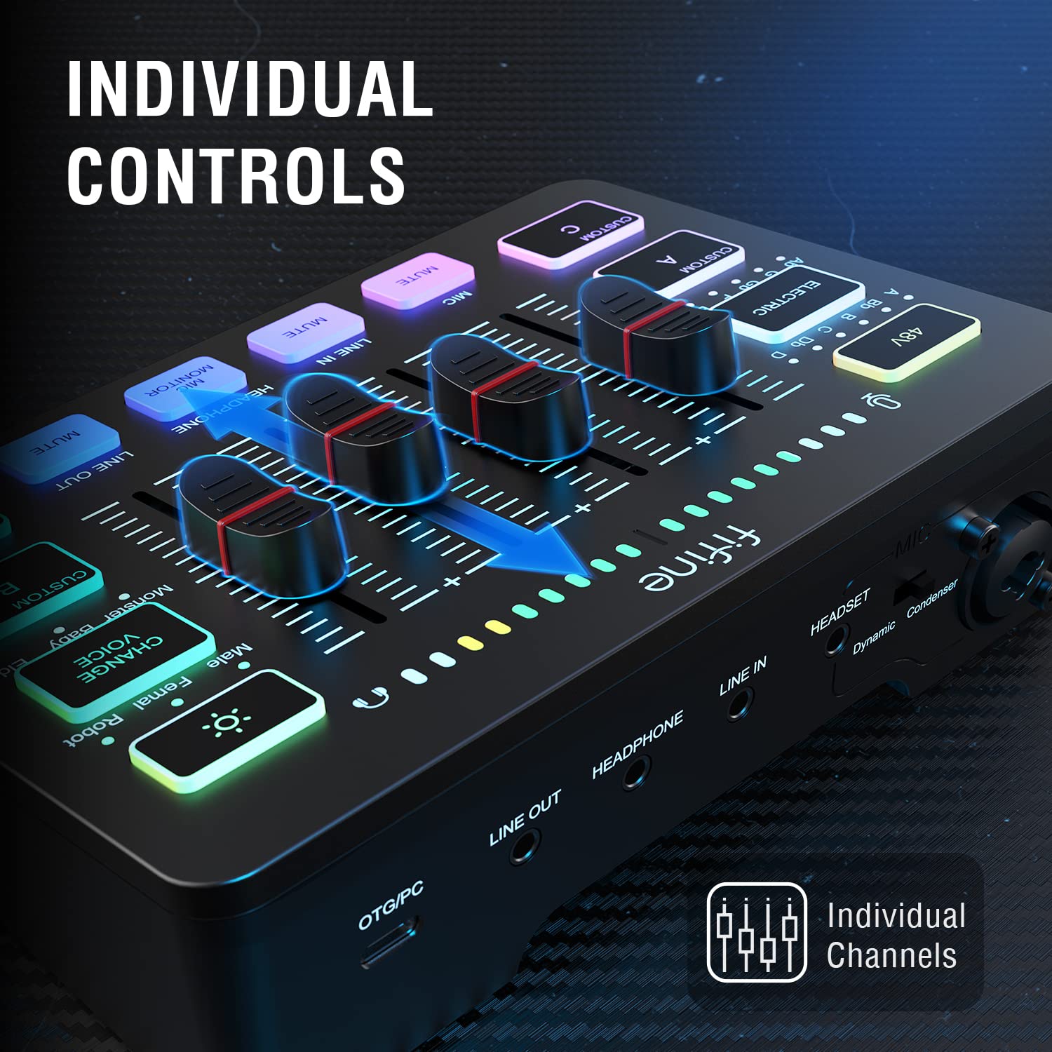 Foto 4 pulgar | Mezclador De Audio Para Juegos Fifine Sc3 Con Interfaz De Micrófono Xlr Rgb - Venta Internacional.