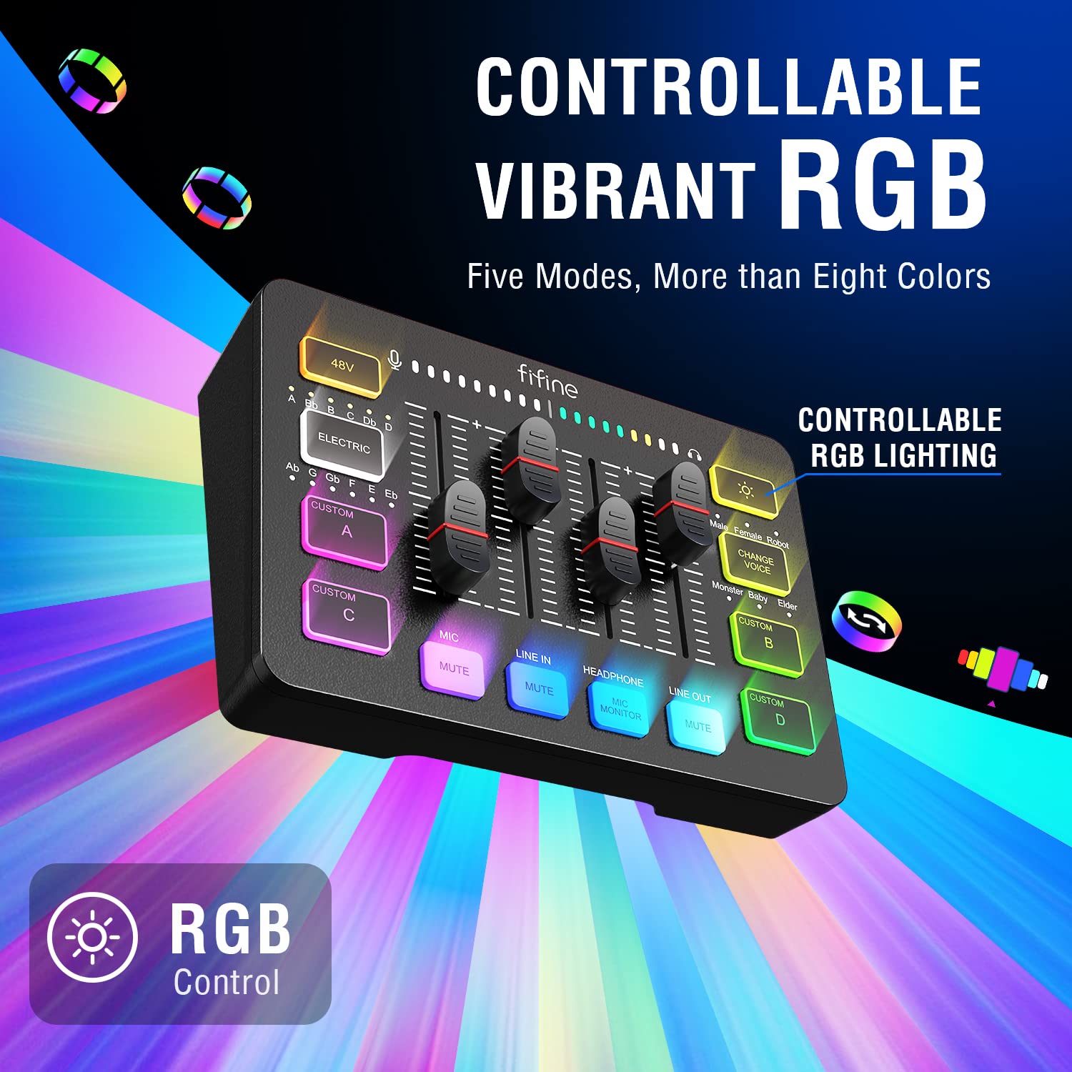 Foto 7 pulgar | Mezclador De Audio Para Juegos Fifine Sc3 Con Interfaz De Micrófono Xlr Rgb - Venta Internacional.