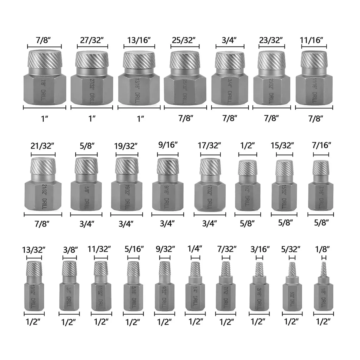 Foto 3 pulgar | Juego de Extractores de Tornillos de Pernos 25 Piezs Eo Safe Imports Esi-11803 Gris