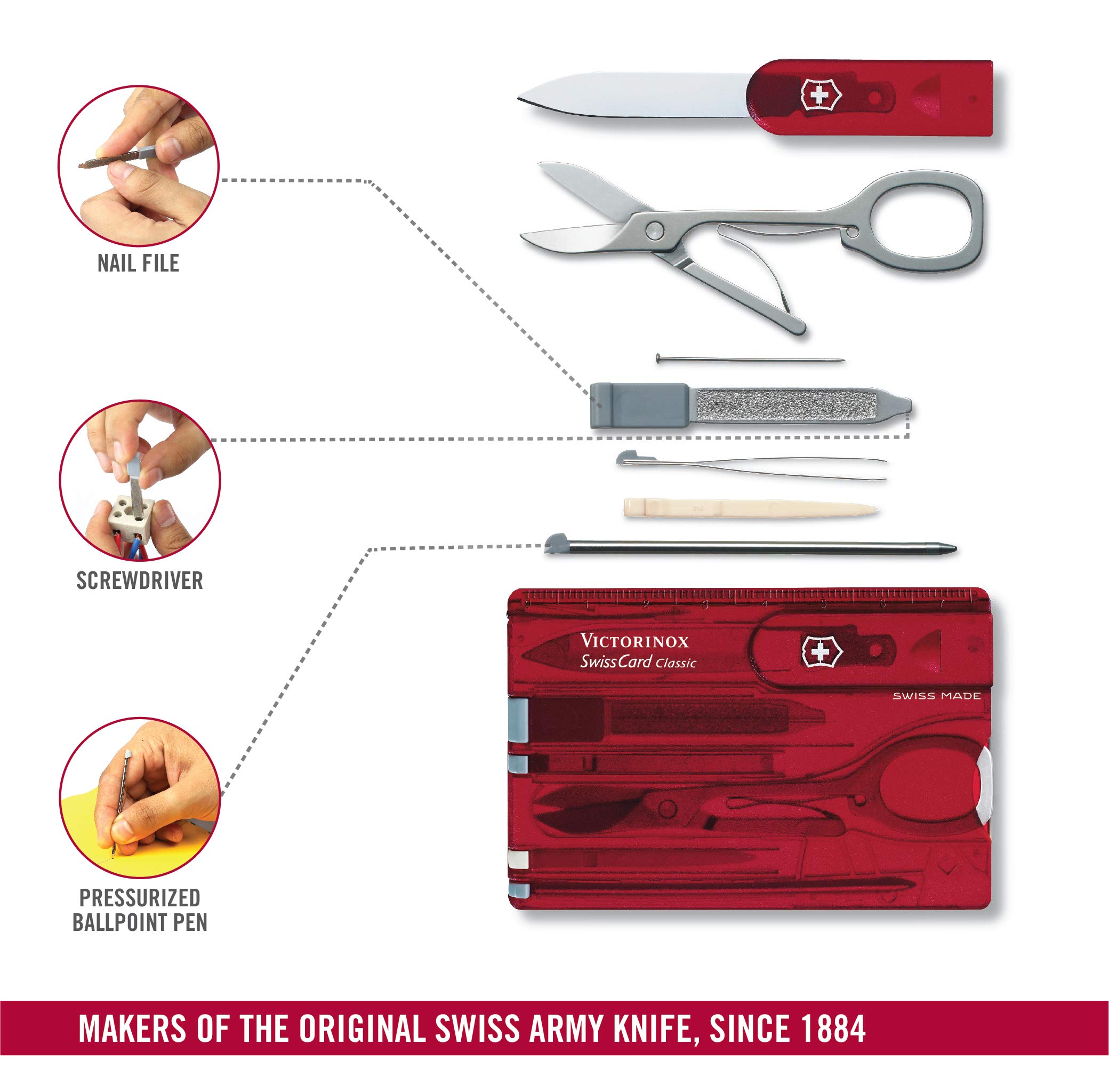 Foto 4 | Multiherramienta Victorinox Swiss Army Swiss Card, Color Rubí Translúcido - Venta Internacional.