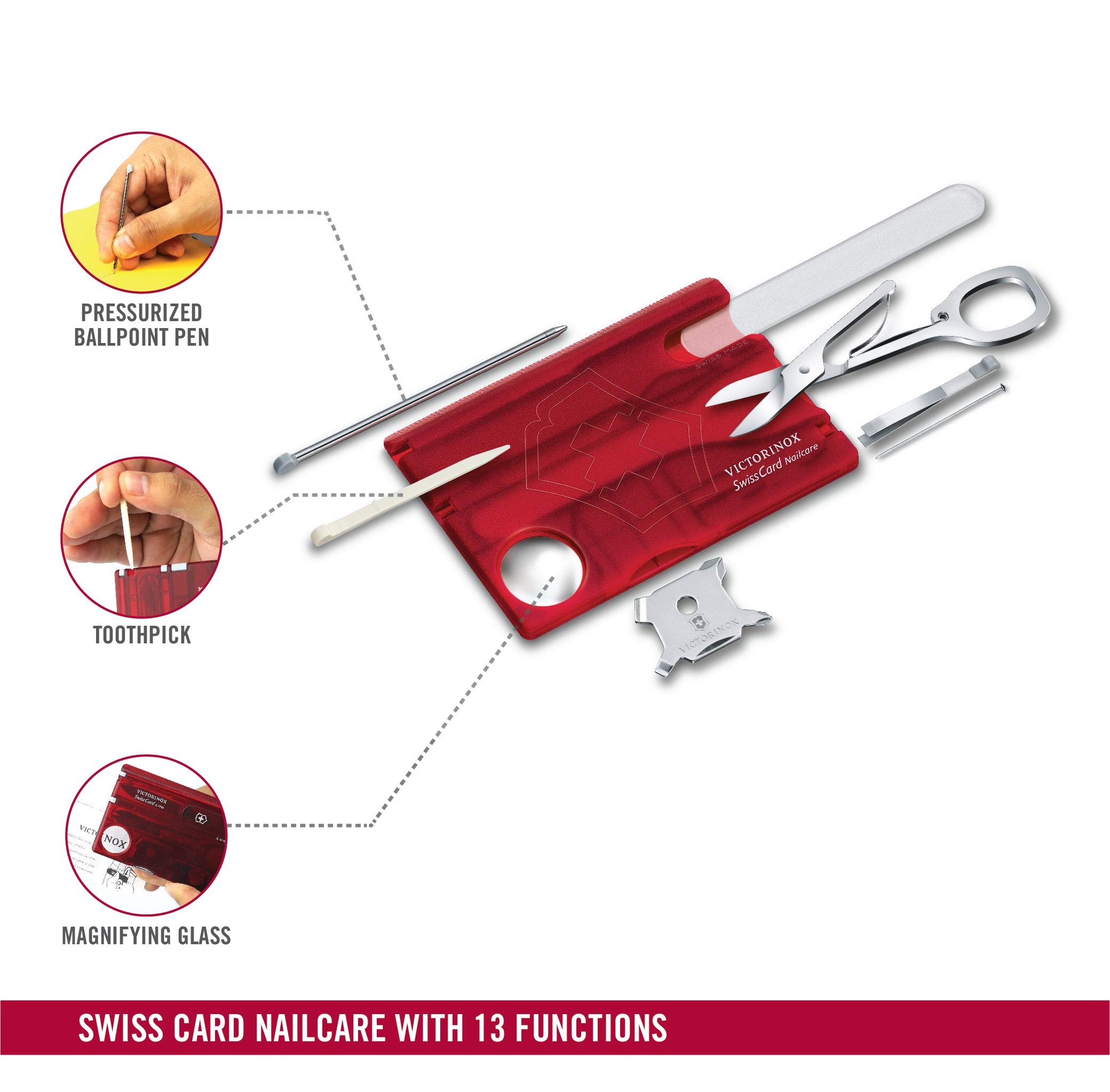 Foto 3 pulgar | Multitool Victorinox Swisscard Nailcare 13 Functions Ruby - Venta Internacional.