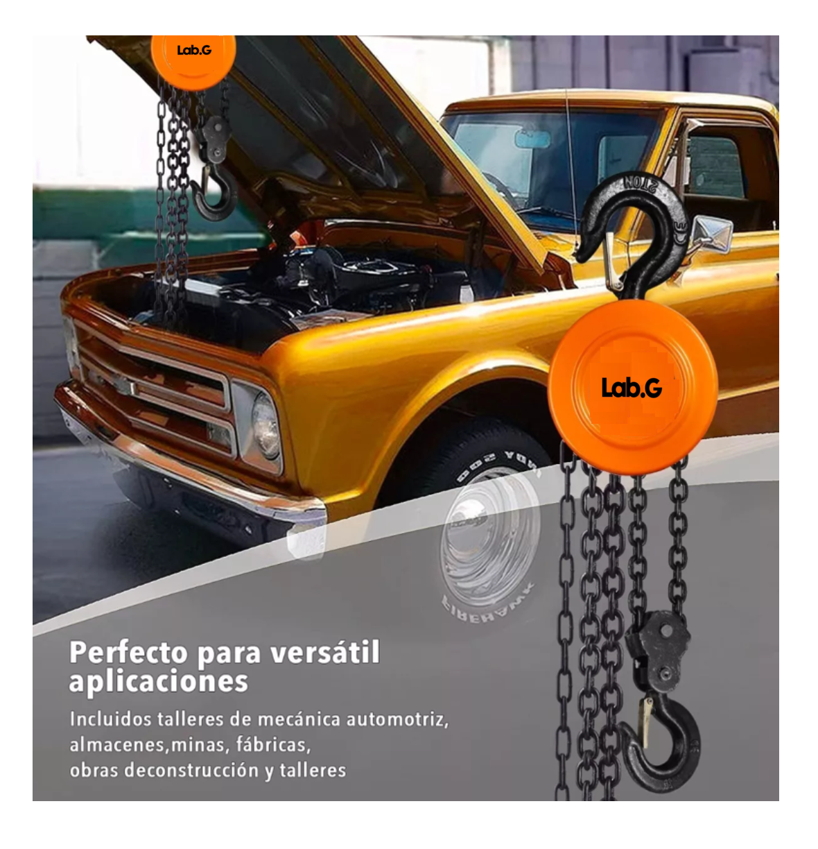 Foto 5 | Polipastos Manuales Con Cadena 3m Capacidad De 2 Naranja