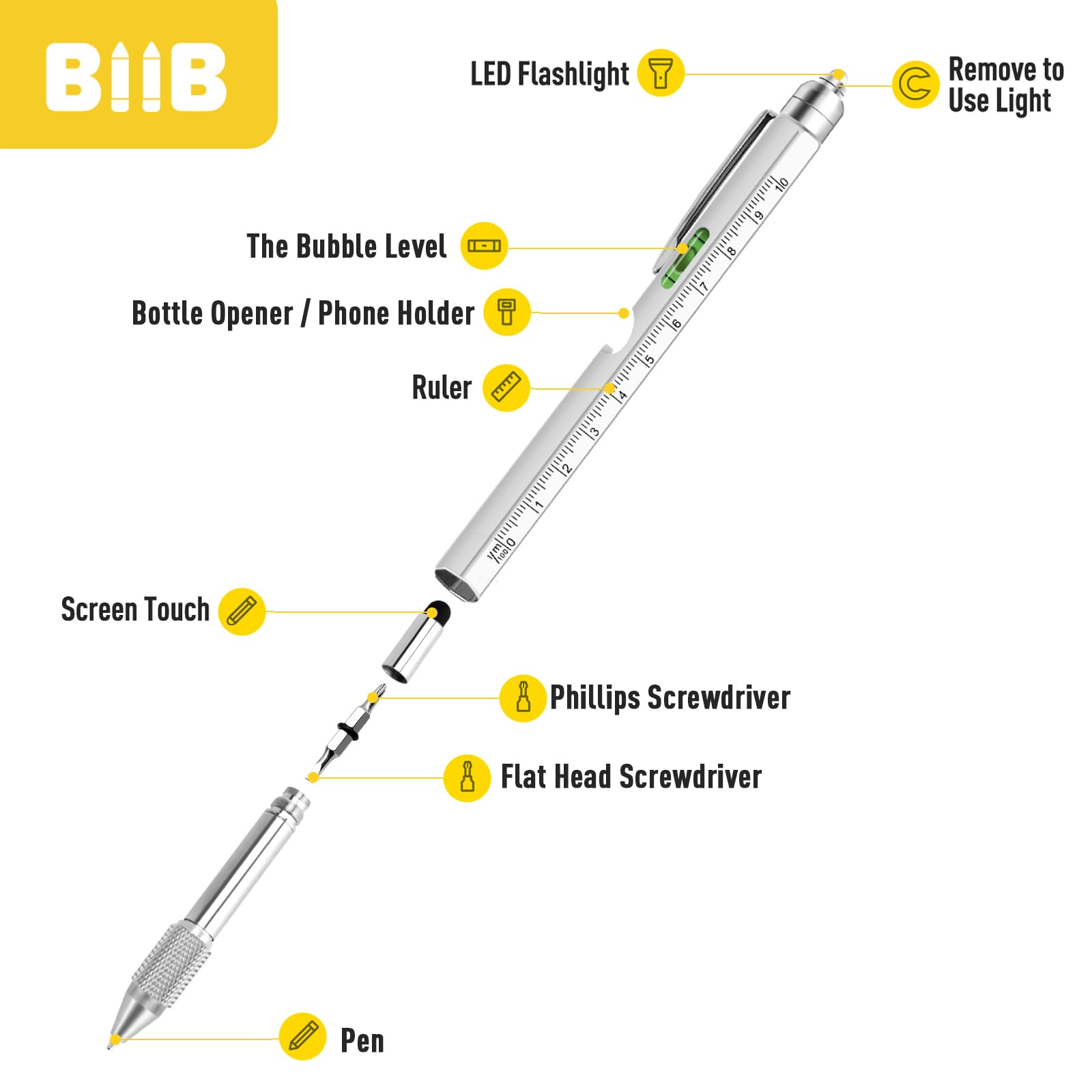 Foto 4 pulgar | Bolígrafo Multiherramienta BIIB 9 en 1 para Adultos - Venta Internacional