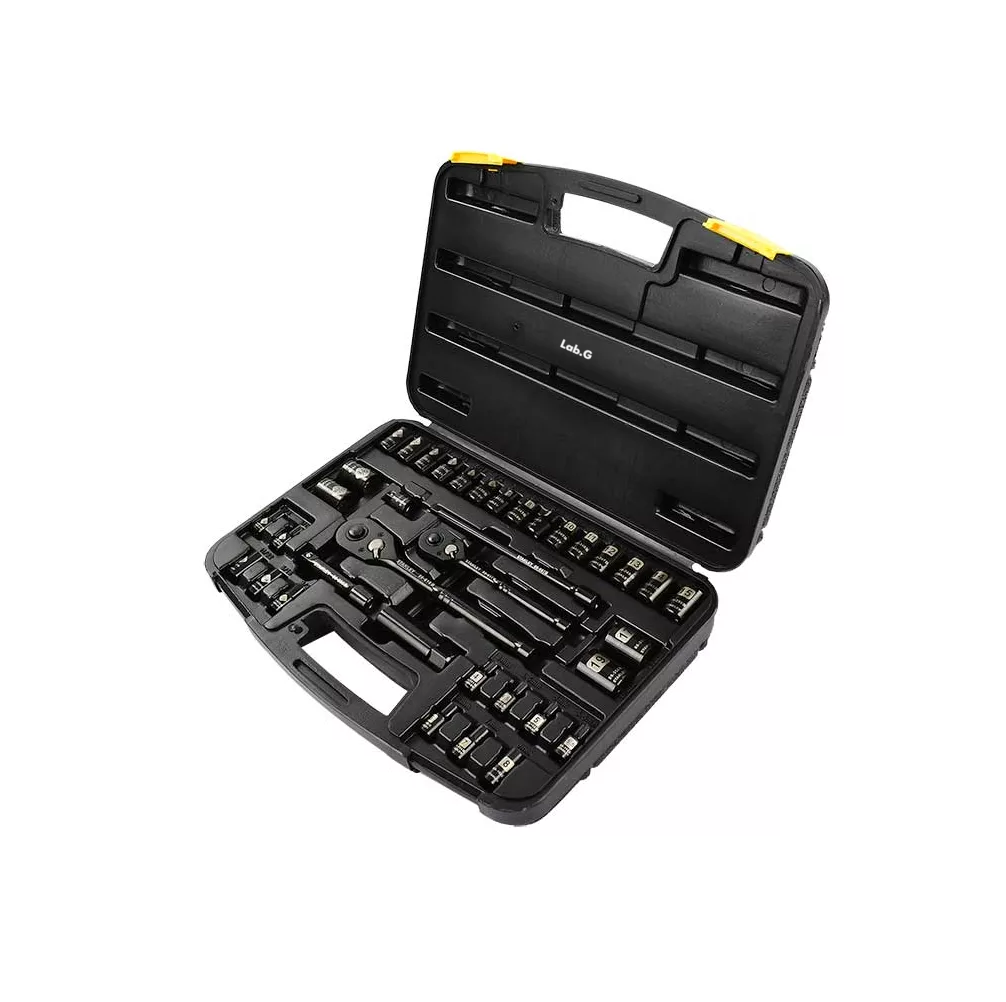 Juego De Herramientas Manuales Portatiles Cromo Negro 37 Pc