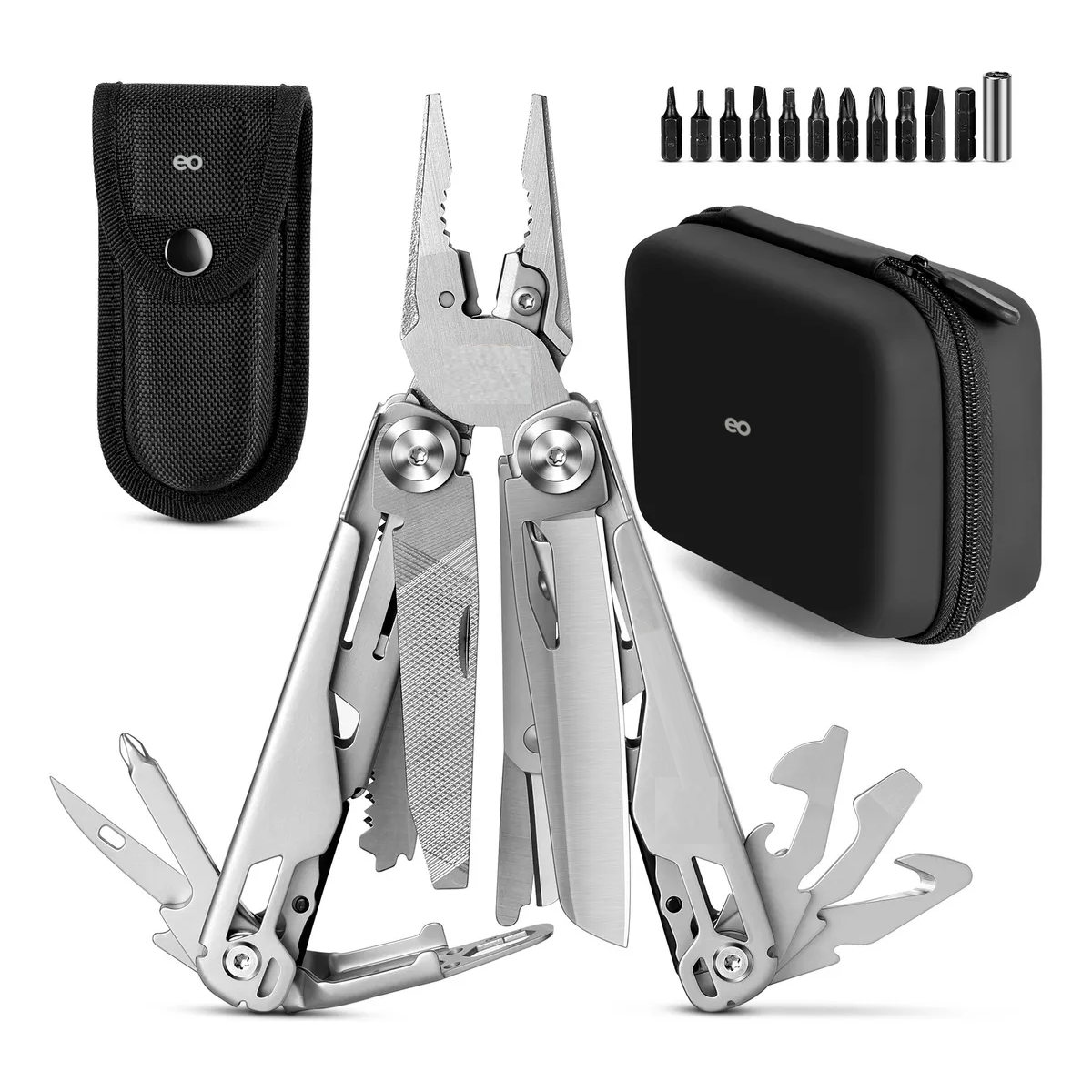 Navaja Multiherramienta,pinzas Multiusos Para Acampar Eo Safe Imports Esi-18751 Plata