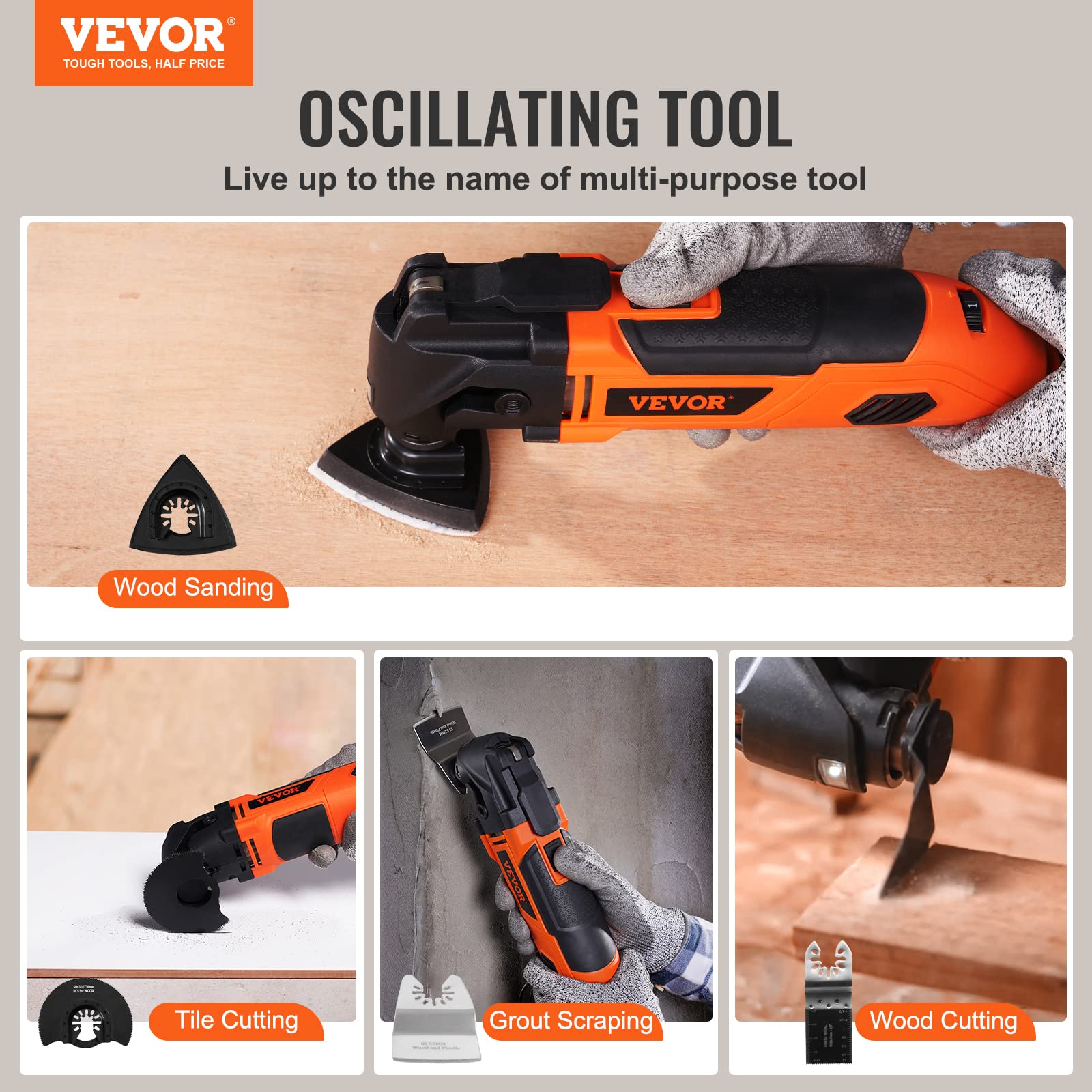 Foto 2 | Herramienta Oscilante Multiherramienta Vevor Con Cable, 2,5 A, 6 Velocidades, 110 V - Venta Internacional.