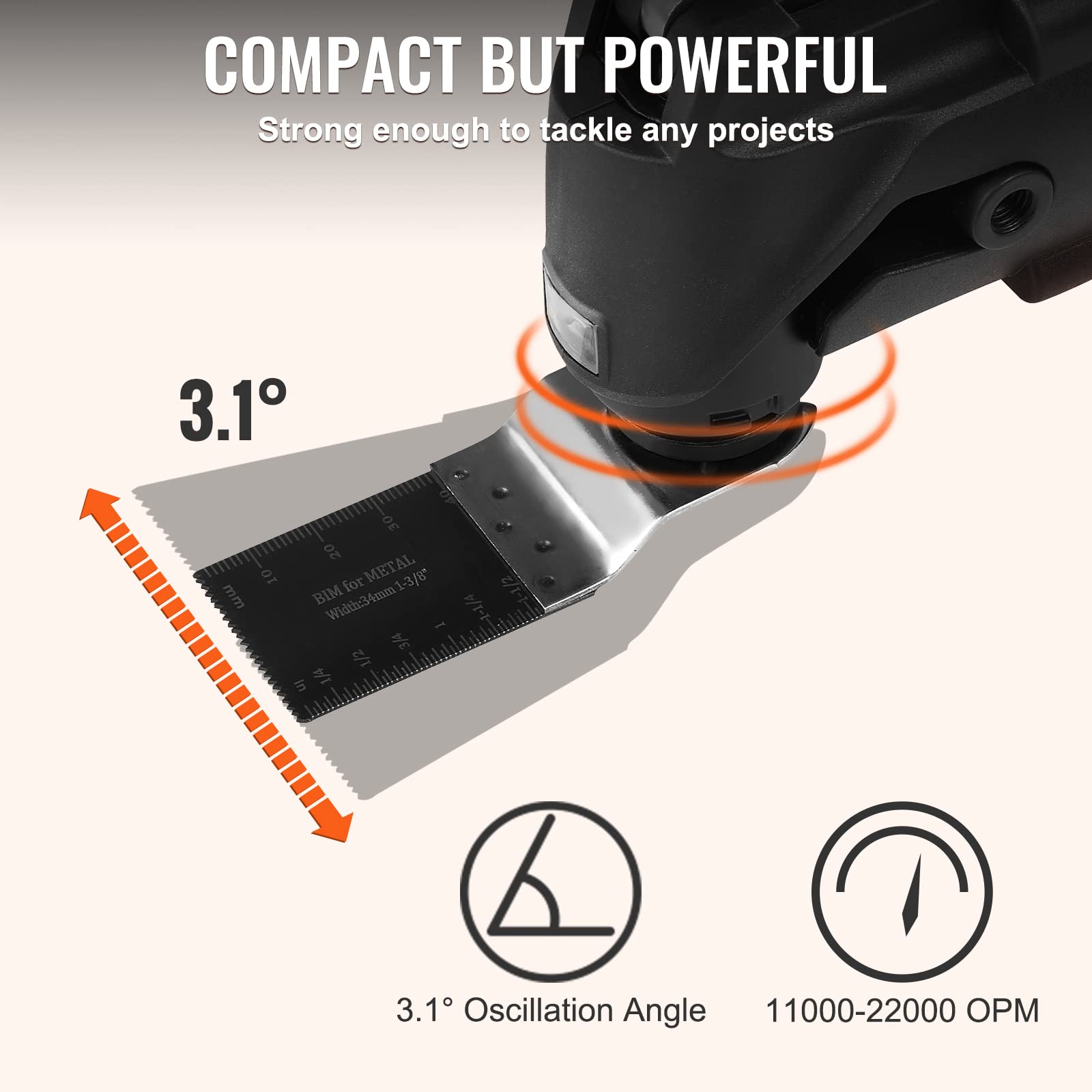 Foto 4 pulgar | Herramienta Oscilante Multiherramienta Vevor Con Cable, 2,5 A, 6 Velocidades, 110 V - Venta Internacional.