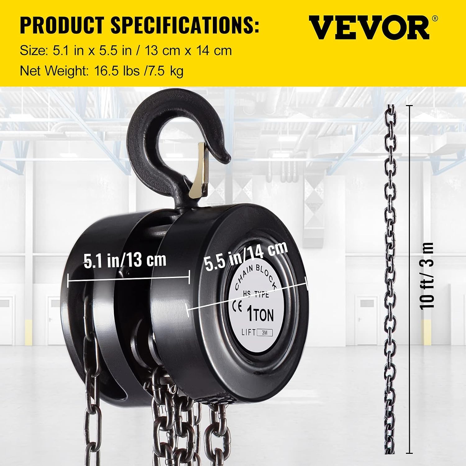 Foto 5 | Elevador De Cadena Manual Vevor De 1 Tonelada/907 Kg, Capacidad De Elevación De 3 M - Venta Internacional.