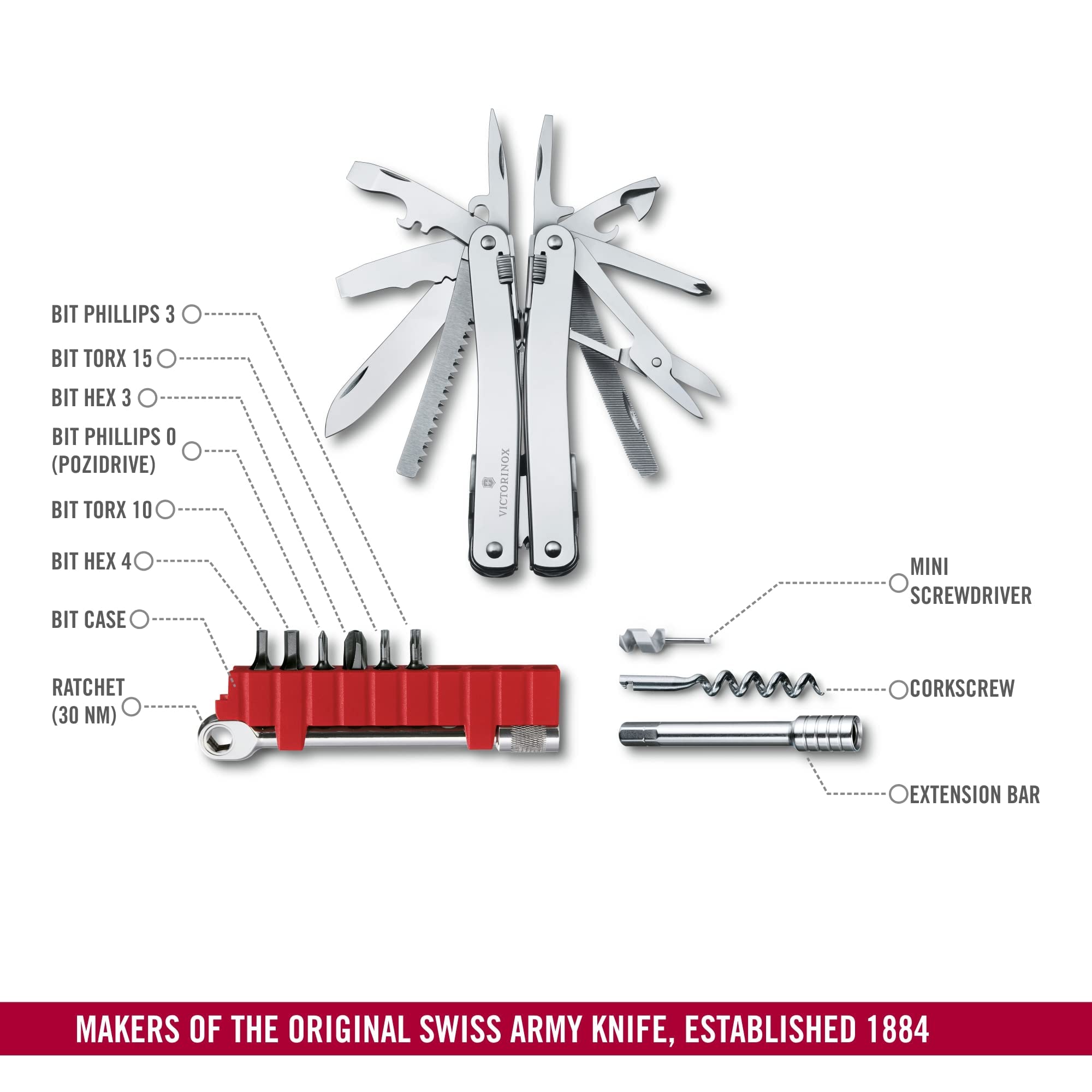 Foto 5 pulgar | Trinquete Multiherramienta Victorinox Swiss Tool Spirit X Plus, Plateado - Venta Internacional.