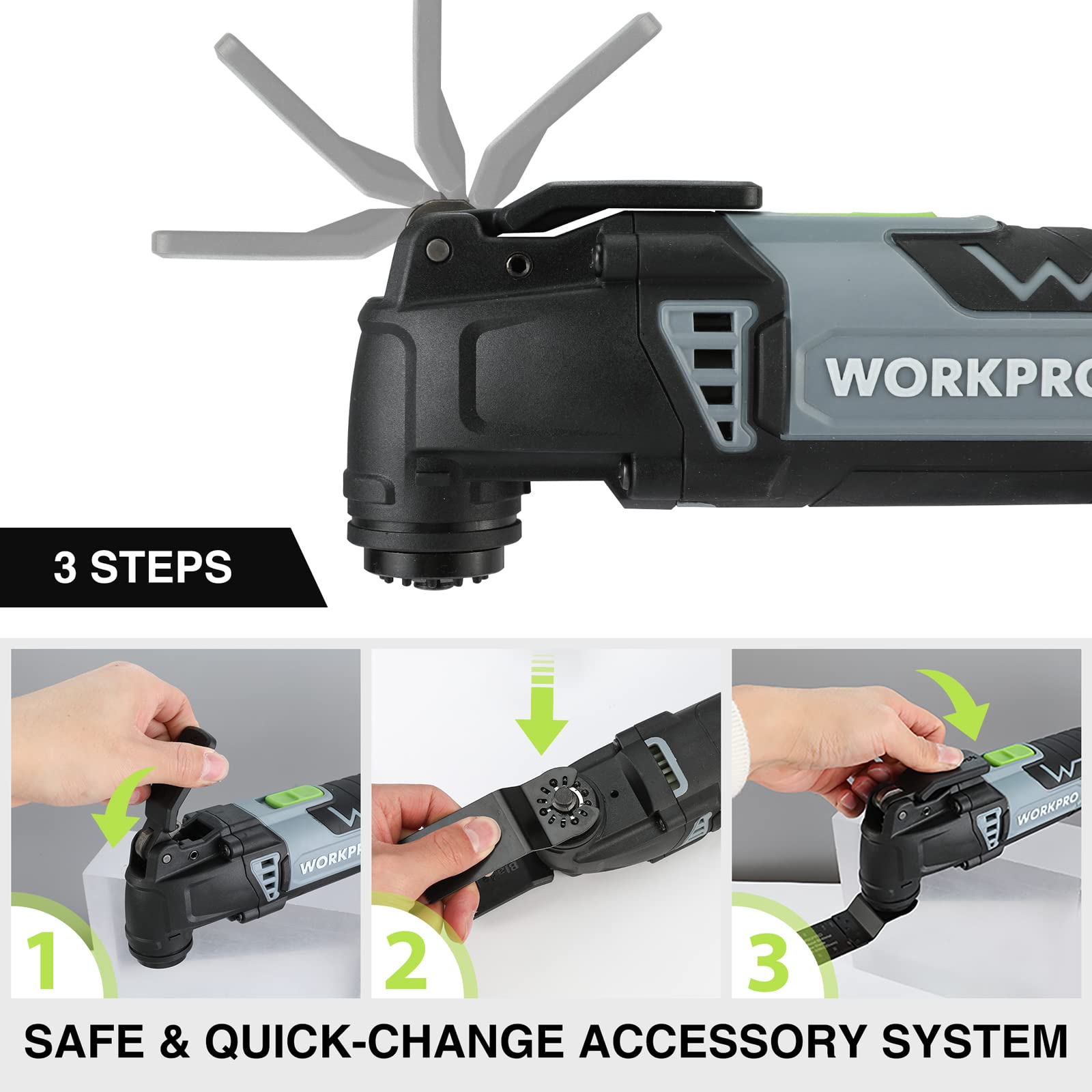 Foto 7 pulgar | Kit Multiherramienta Oscilante Workpro De 3.0 Amperios Con Cable, 17 Piezas - Venta Internacional.