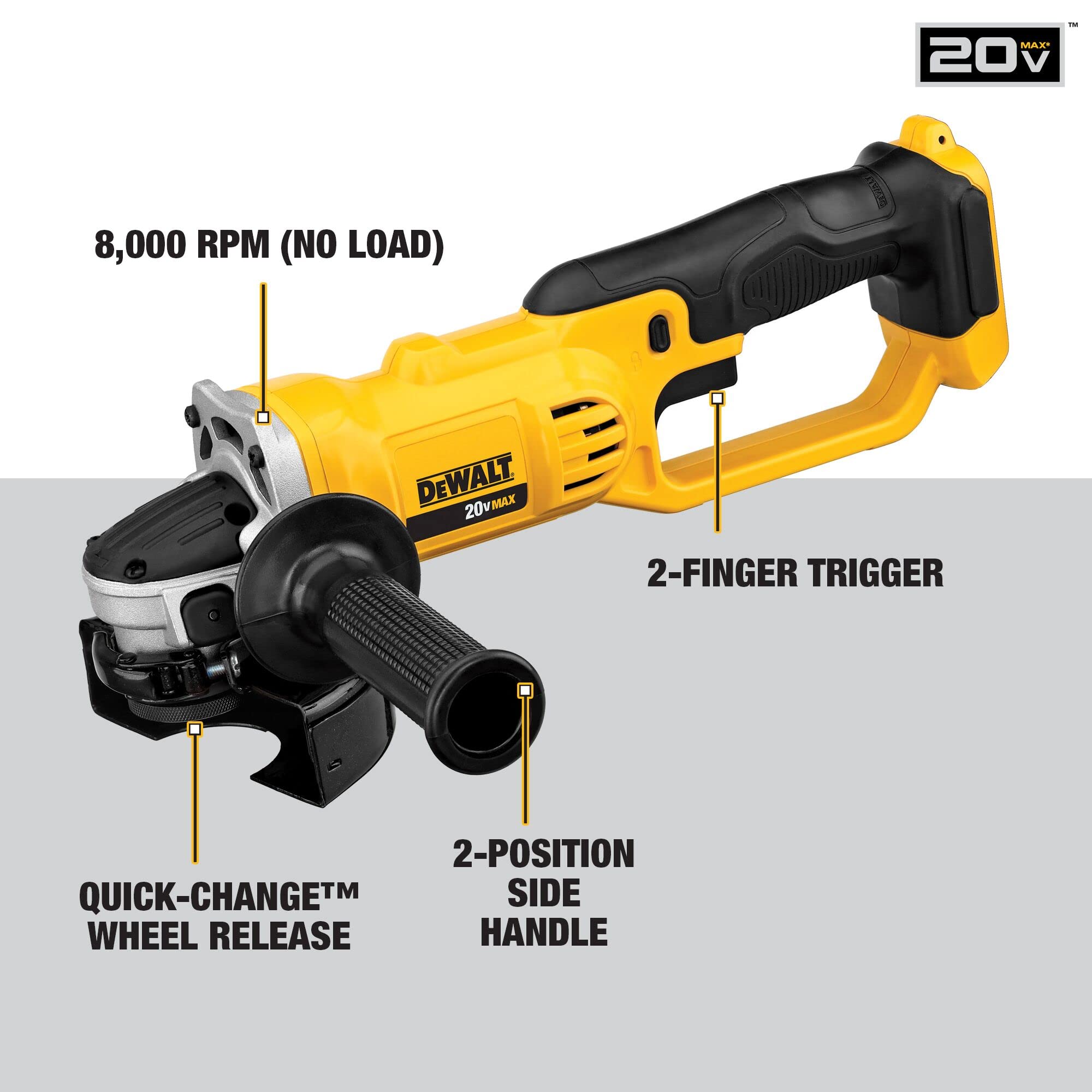 Foto 4 pulgar | Amoladora Dewalt Dcg412b 20 V Máx*, Iones De Litio, 11,4 Cm, 8000 Rpm - Venta Internacional.