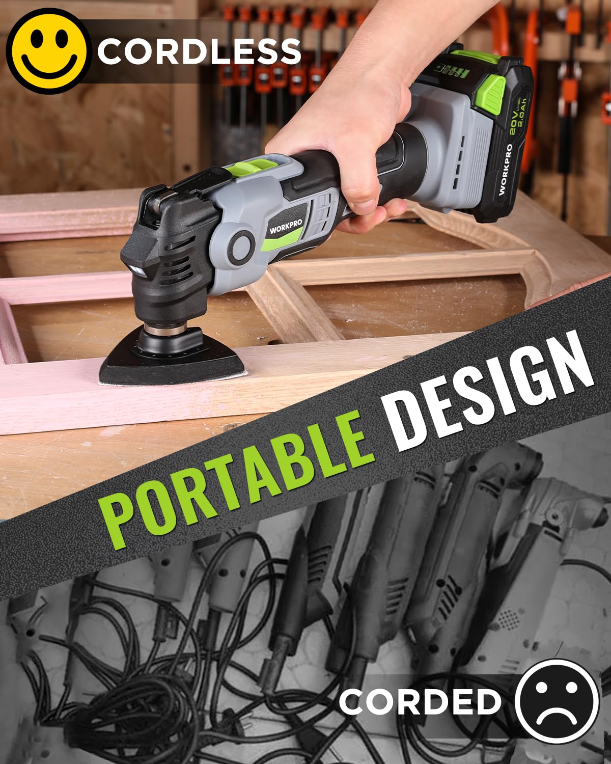 Foto 7 pulgar | Herramienta Oscilante Workpro 20 V Inalámbrica Sin Escobillas Con Accesorios - Venta Internacional.