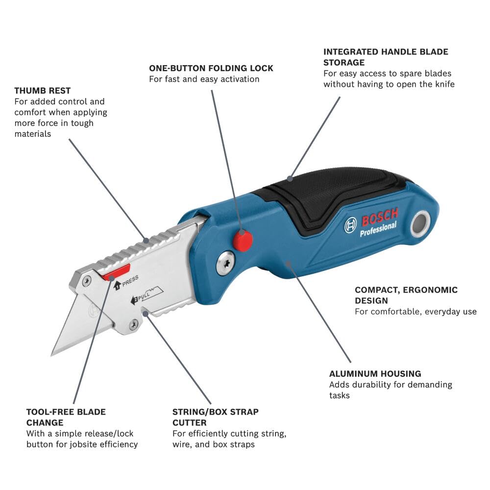 Foto 3 pulgar | Cuchillo Utilitario Plegable Bosch H11-11100-1 Compact Portable - Venta Internacional.