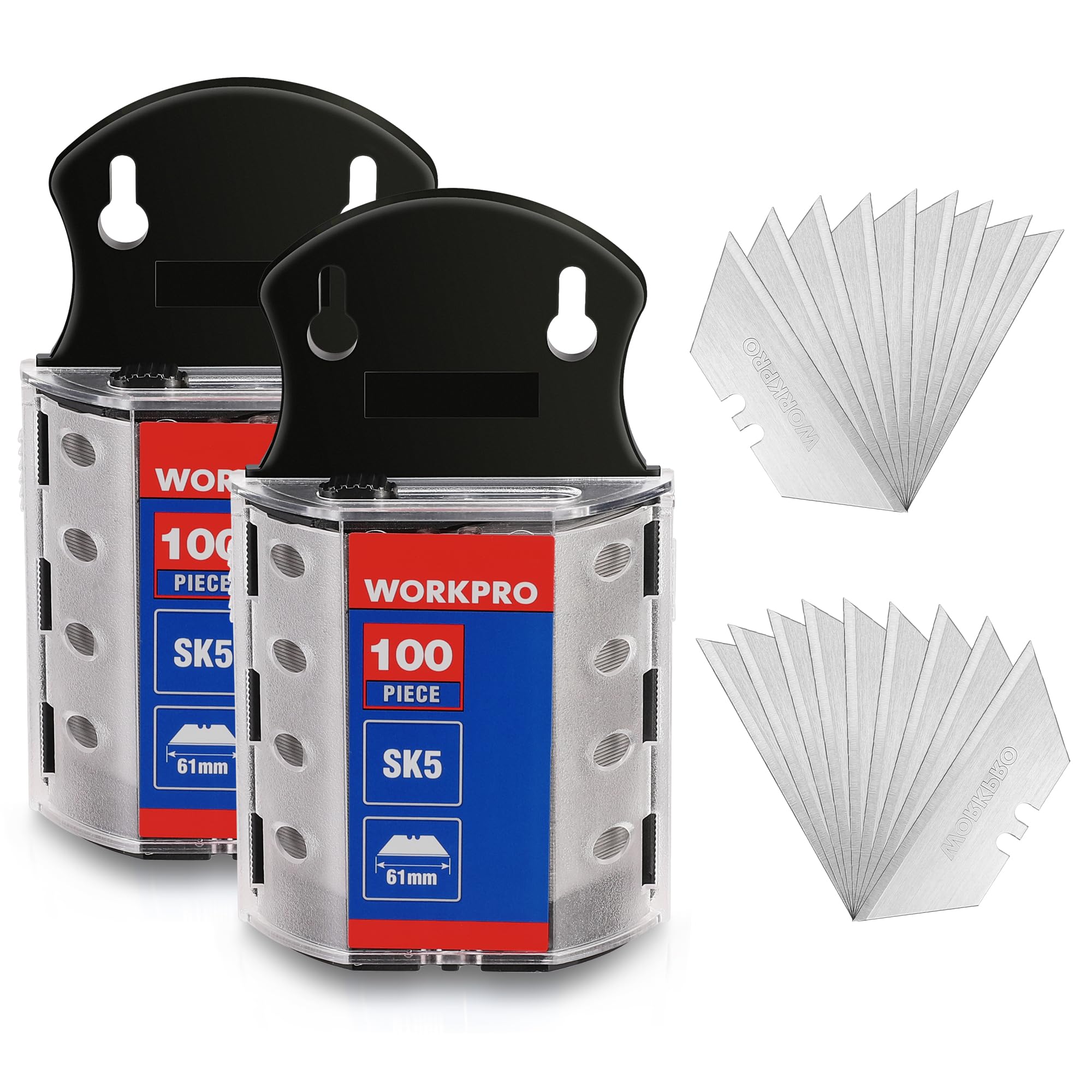 Cuchillas Multiusos Workpro, Paquete De 200 Unidades Con Dispensador, Acero Sk5 - Venta Internacional.