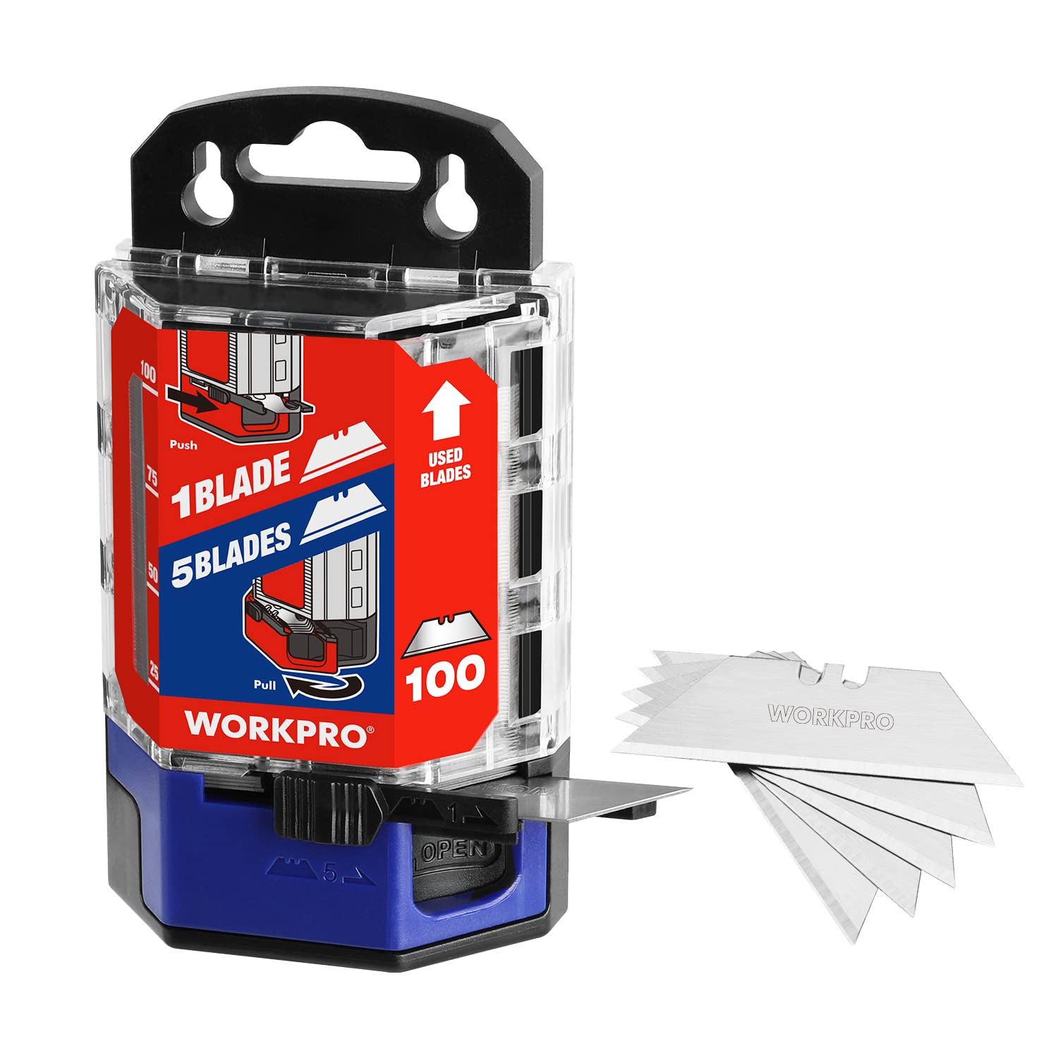 Foto 2 pulgar | Cuchillas Multiusos Workpro, Paquete De 100 Con Dispensador, Acero Sk5 - Venta Internacional.