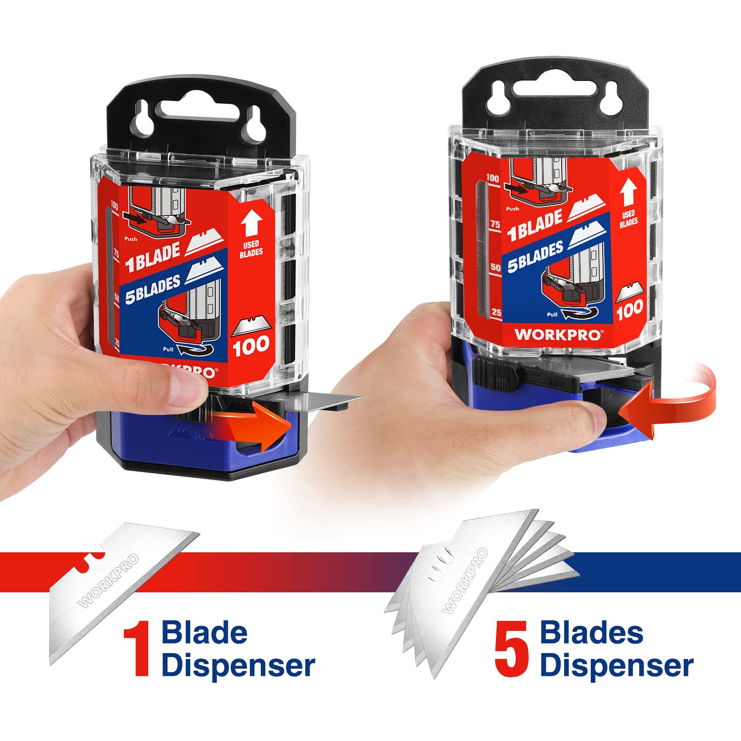 Foto 4 pulgar | Cuchillas Multiusos Workpro, Paquete De 100 Con Dispensador, Acero Sk5 - Venta Internacional.
