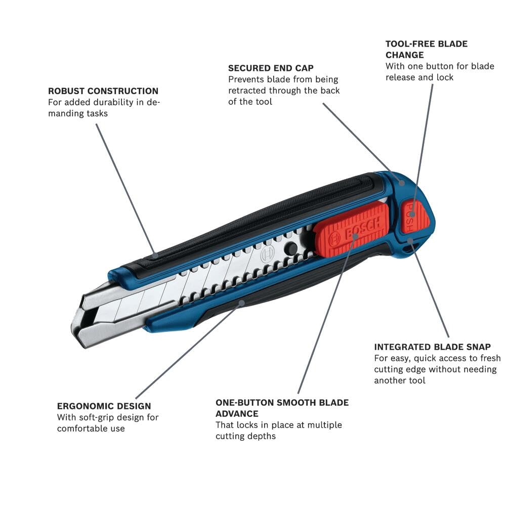Foto 3 pulgar | Cuchillo Utilitario Snap-off Bosch H11-12100-1 De 18 Mm De Agarre Suave - Venta Internacional.