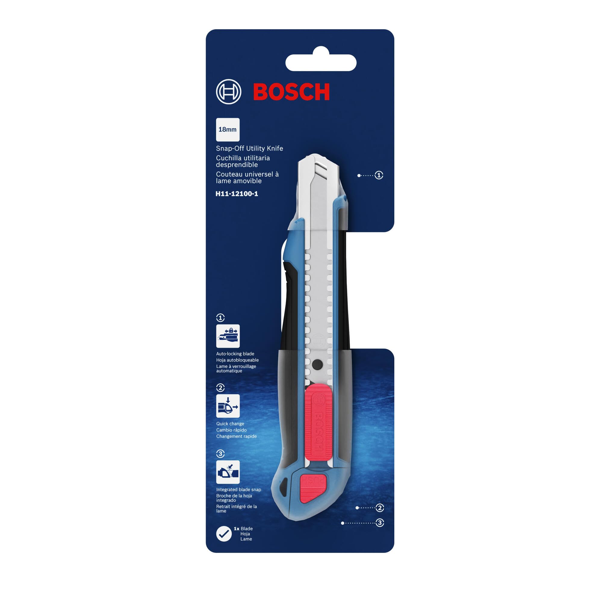 Foto 4 pulgar | Cuchillo Utilitario Snap-off Bosch H11-12100-1 De 18 Mm De Agarre Suave - Venta Internacional.