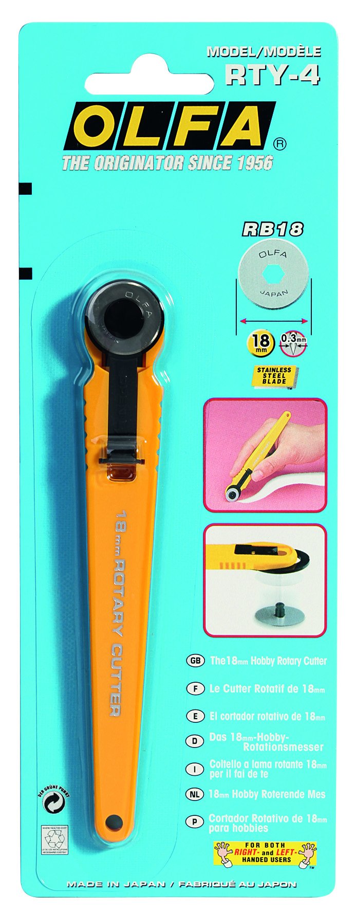 Foto 4 pulgar | Cortadora Rotativa Olfa Rty-4 Hobby De 18 Mm Para Tela, Papel Y Películas - Venta Internacional.