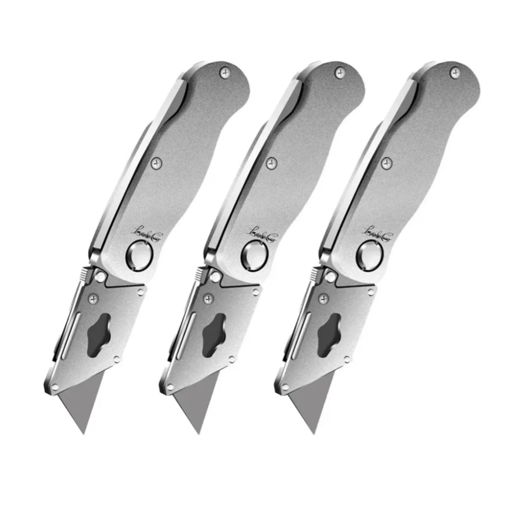 3pcs Navaja Multiusos Plegable+30 Hojas Intercambiables Lab.g, Plata